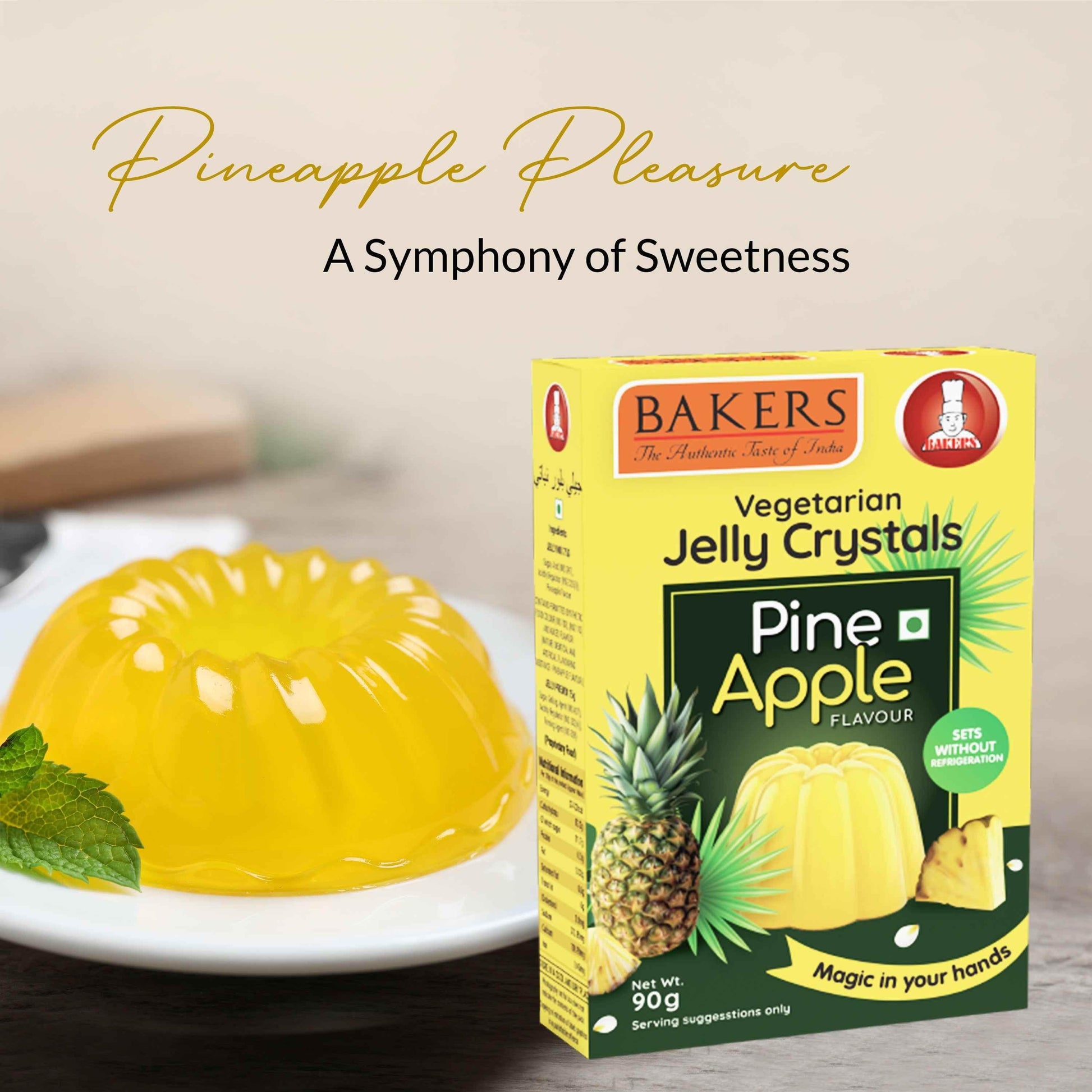 BAKERS Jelly Crystals Pineapple Flavour Pack of 3 (90 gm x 3) - Pluugin Store