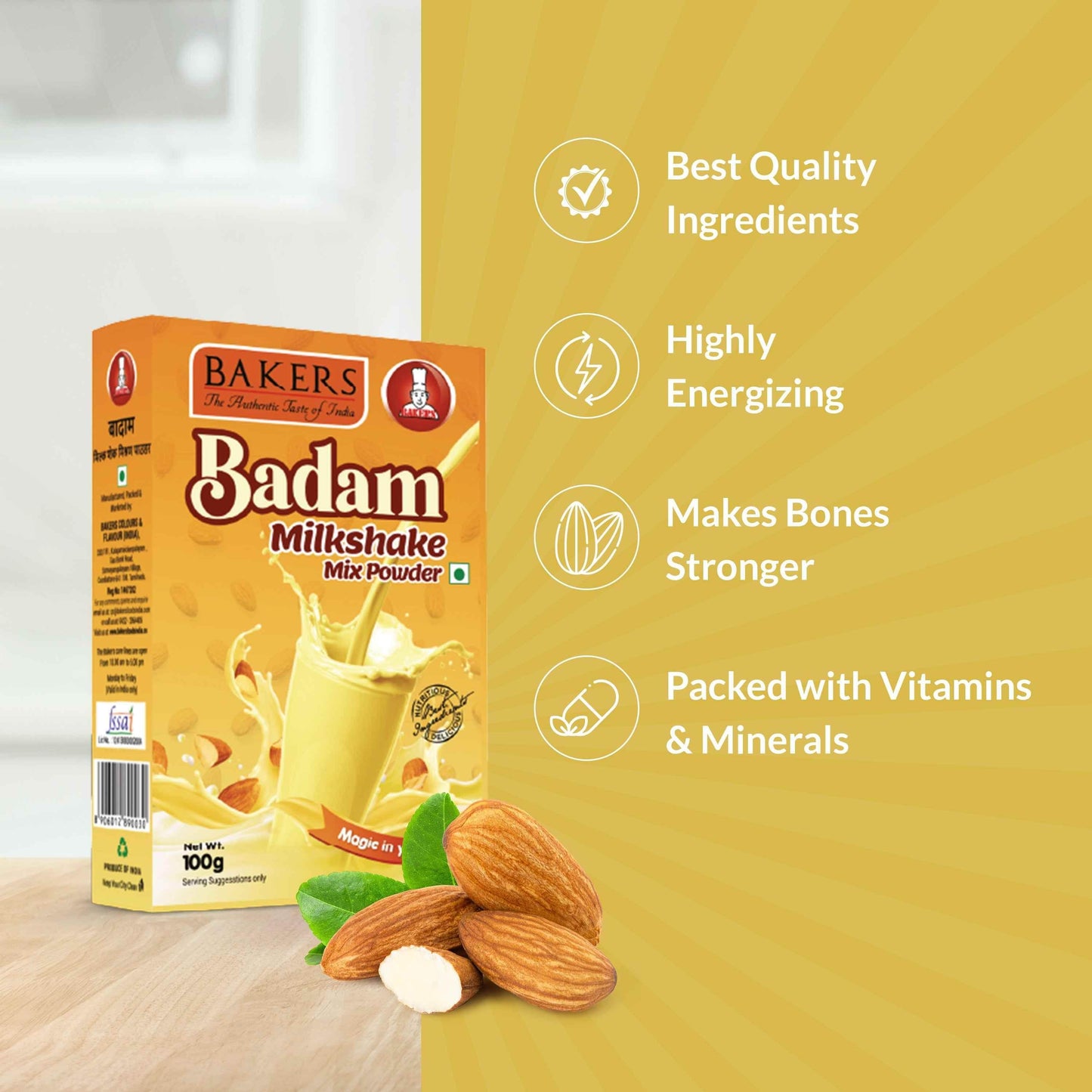 BAKERS Milkshake Mix Powder Badam Flavour 100gm - Pluugin Store