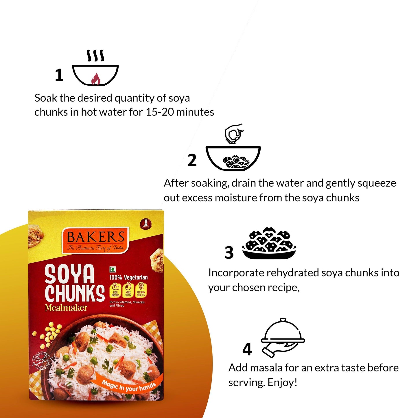 BAKERS Soya Chunk Mealmaker Pack of 3 (200 gm x 3) - Pluugin Store
