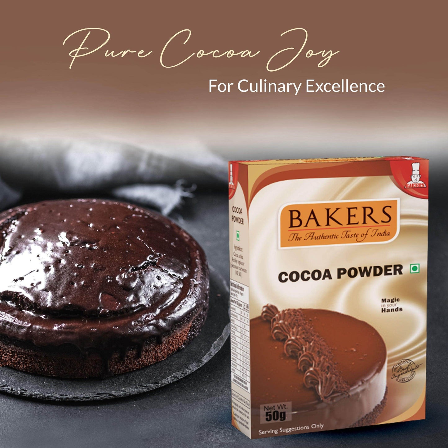DOUBLE DELIGHT PACK 3 - BAKERS Cocoa Powder 50 gm + BAKERS Belgian Choco Frappe Powder 100g - Pluugin Store