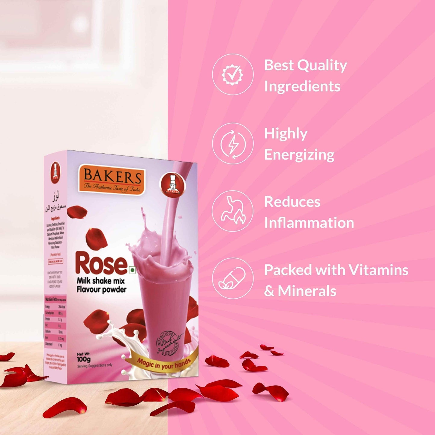 BAKERS Milkshake Mix Powder Rose Flavour 100gm - Pluugin Store