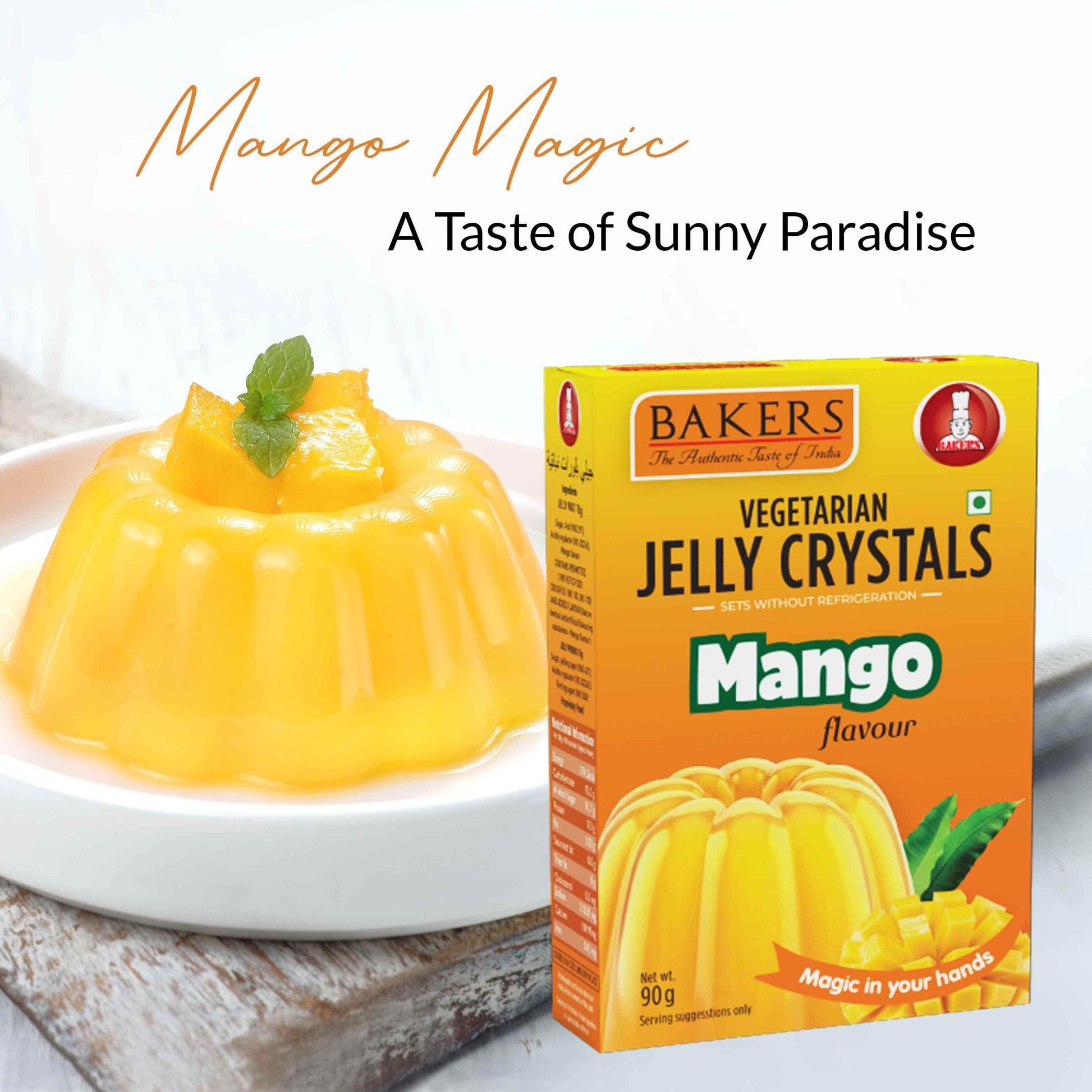 BAKERS Jelly Crystals Mango Flavour Pack of 3 (90 gm x 3) - Pluugin Store