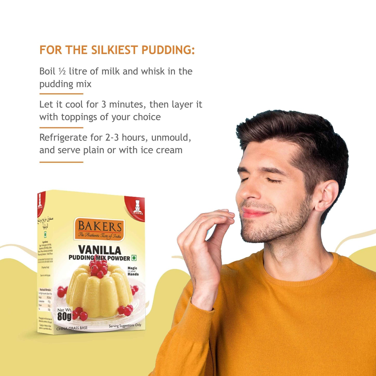 BAKERS Pudding Mix Powder Vanilla Flavour Pack of 3 (80 gm x 3) - Pluugin Store