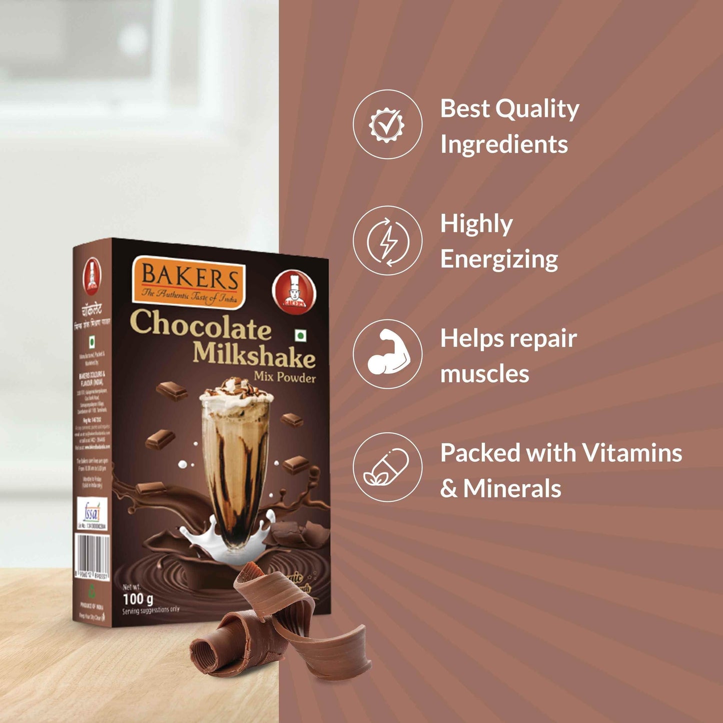 Bakers Chocolate Milkshake Mix Powder 100gm - Pluugin Store