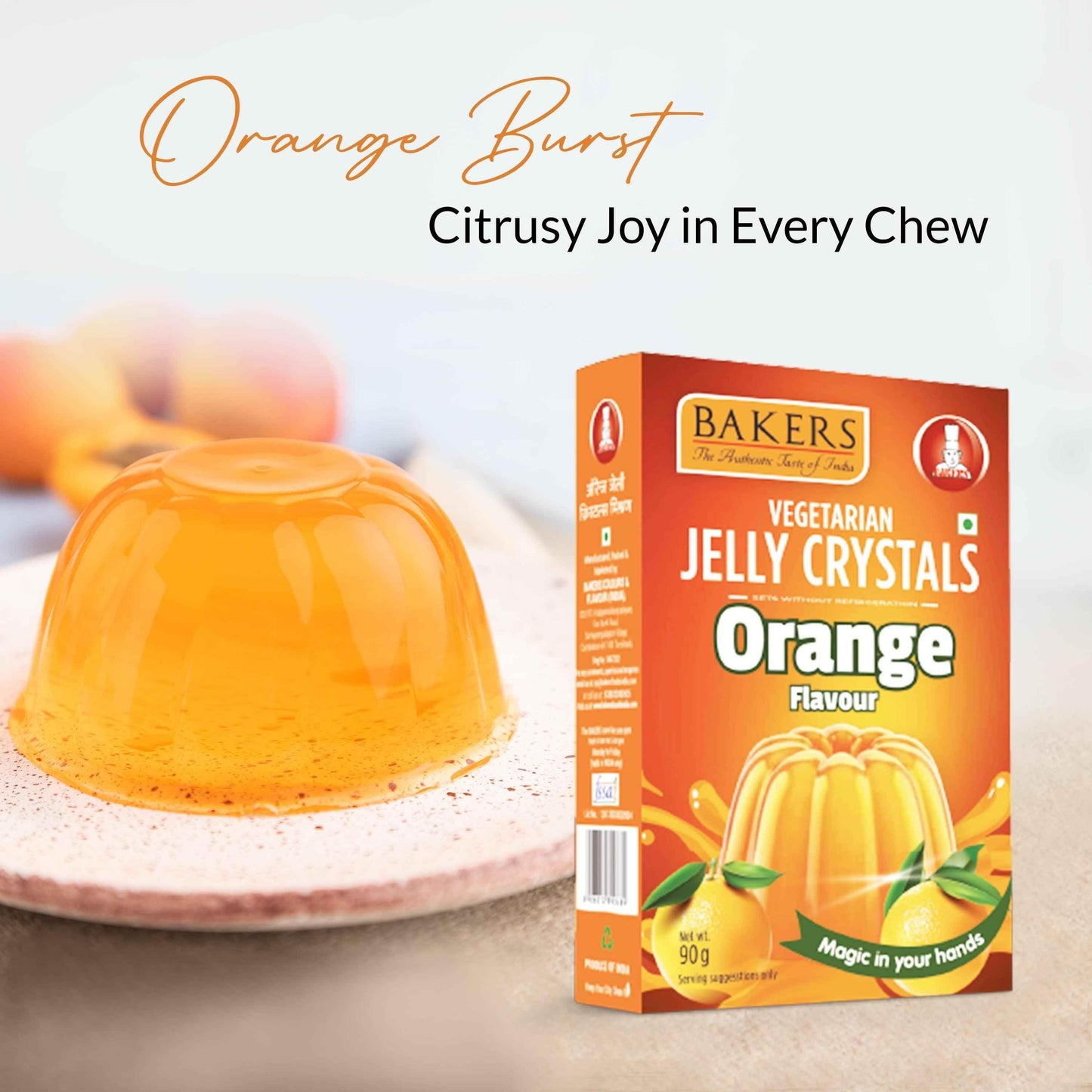BAKERS Jelly Crystals Orange Flavour Pack of 3 (90 gm x 3) - Pluugin Store