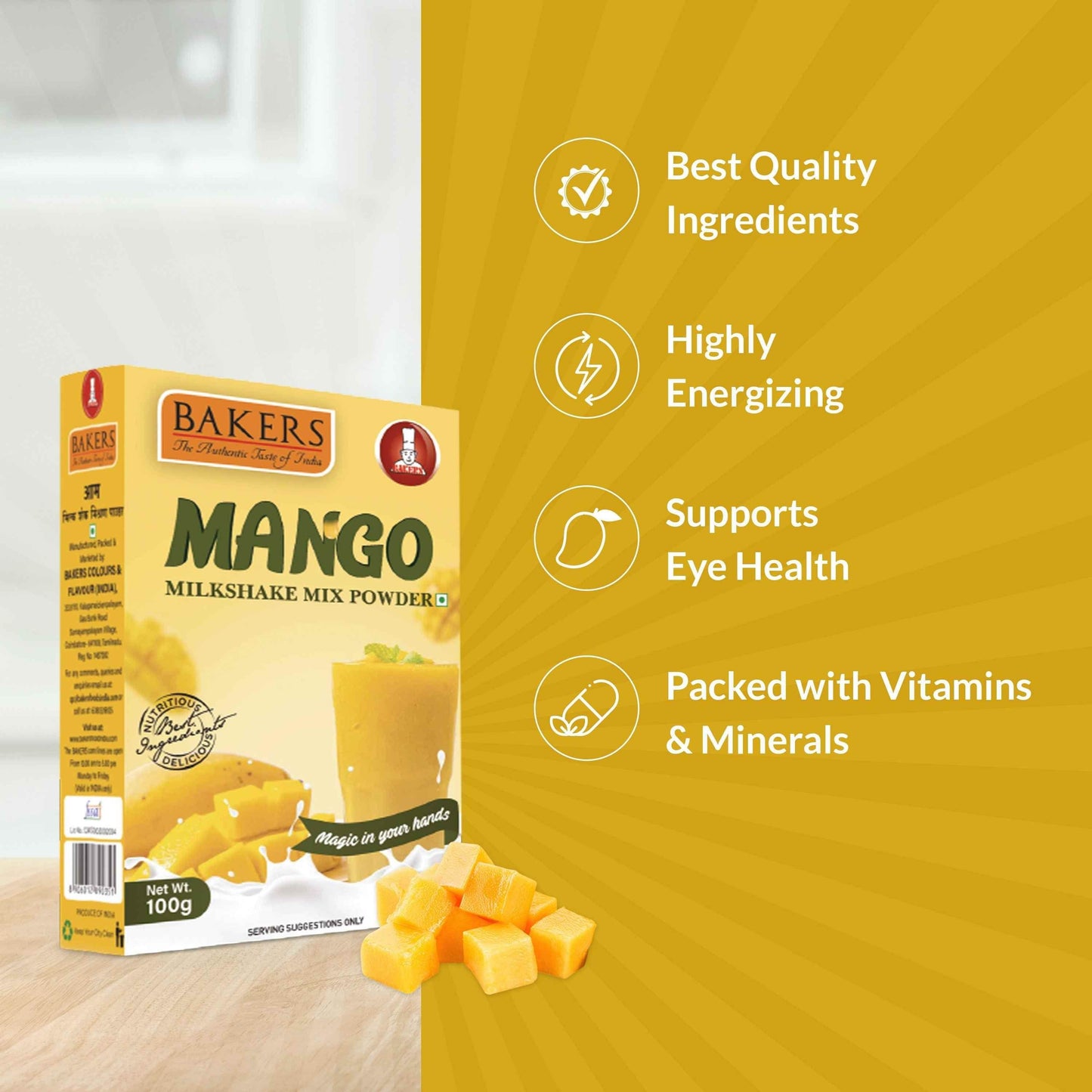 BAKERS Milkshake Mix Powder Mango Flavour 100gm - Pluugin Store