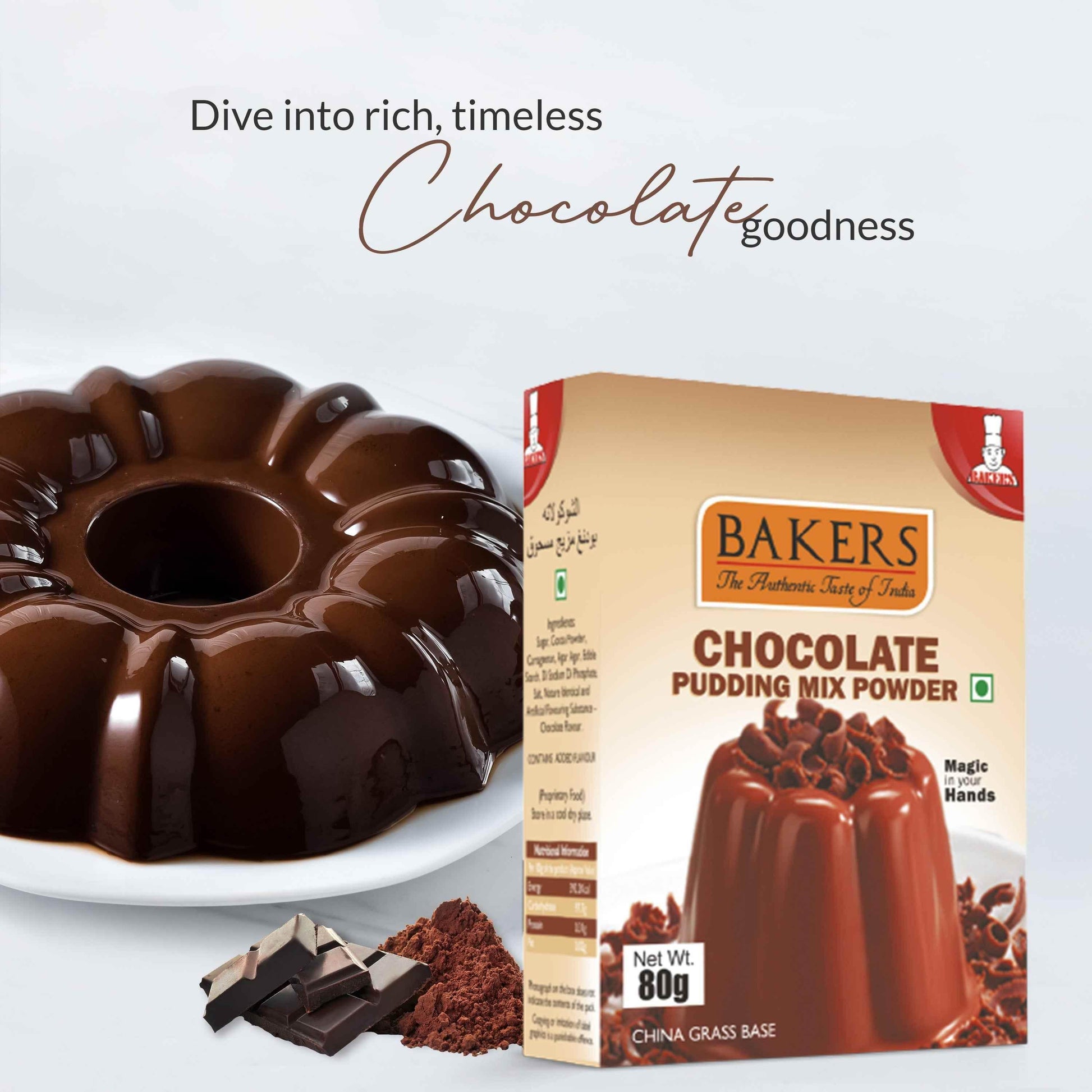 BAKERS Pudding Mix Powder Chocolate Flavour Pack of 3 (80 gm x 3) - Pluugin Store
