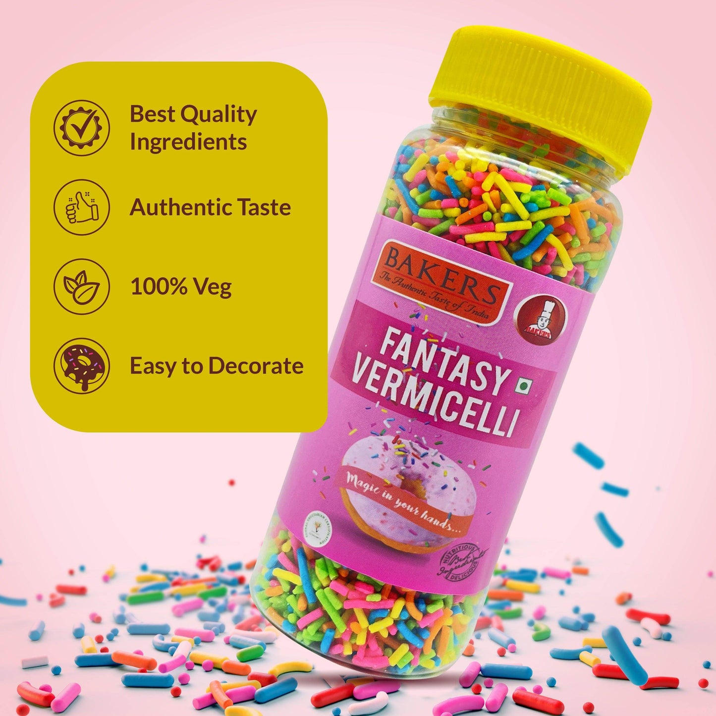 BAKERS Sprinklers Fantasy Vermicelli Pack of 3 (100 gm x 3) - Pluugin Store