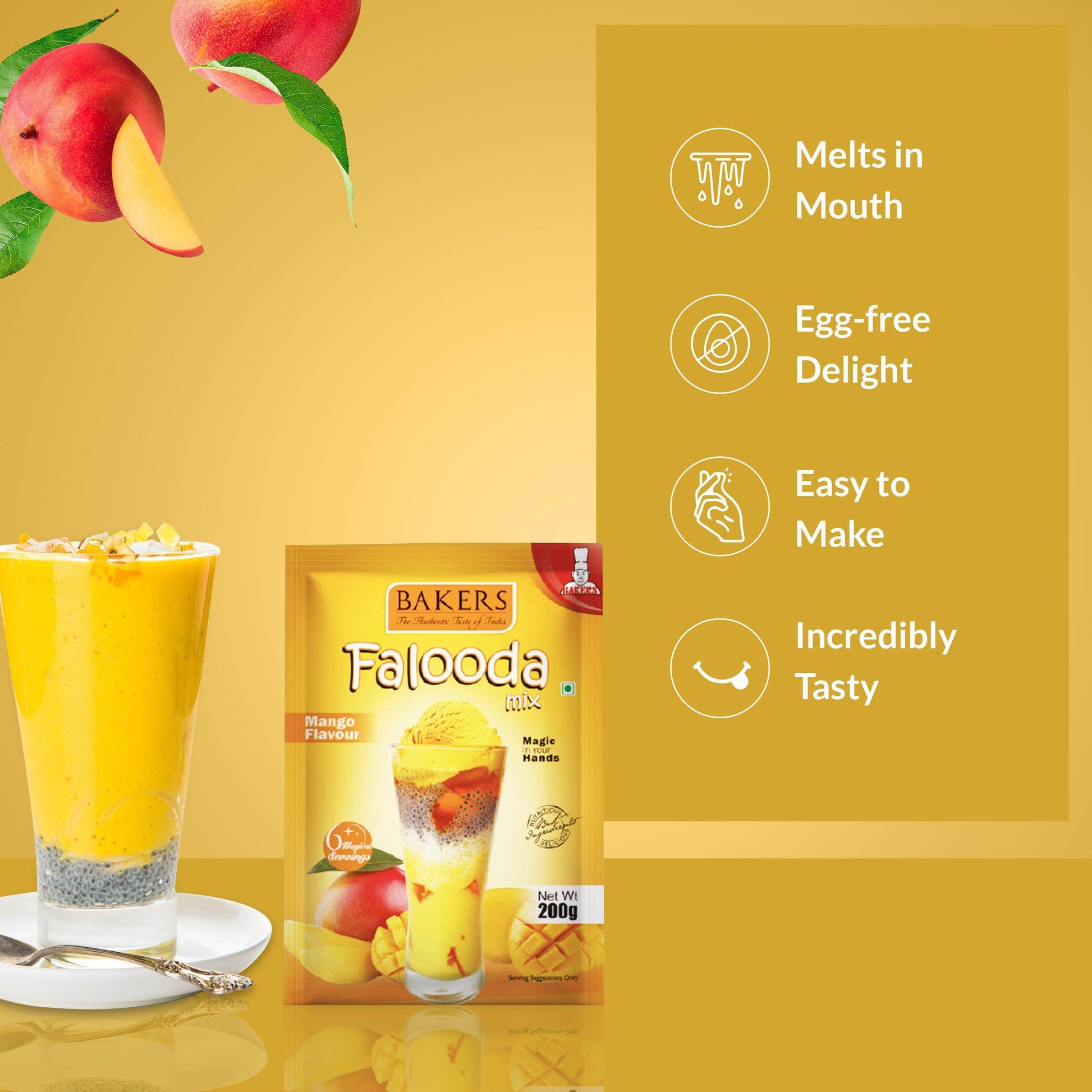 BAKERS Falooda Mix Powder Mango Flavour 200 gm - Pluugin Store