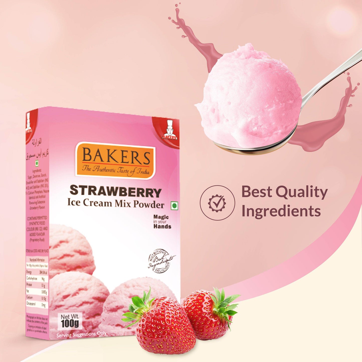 BAKERS Ice Cream Mix Powder Strawberry Flavour - Pluugin Store