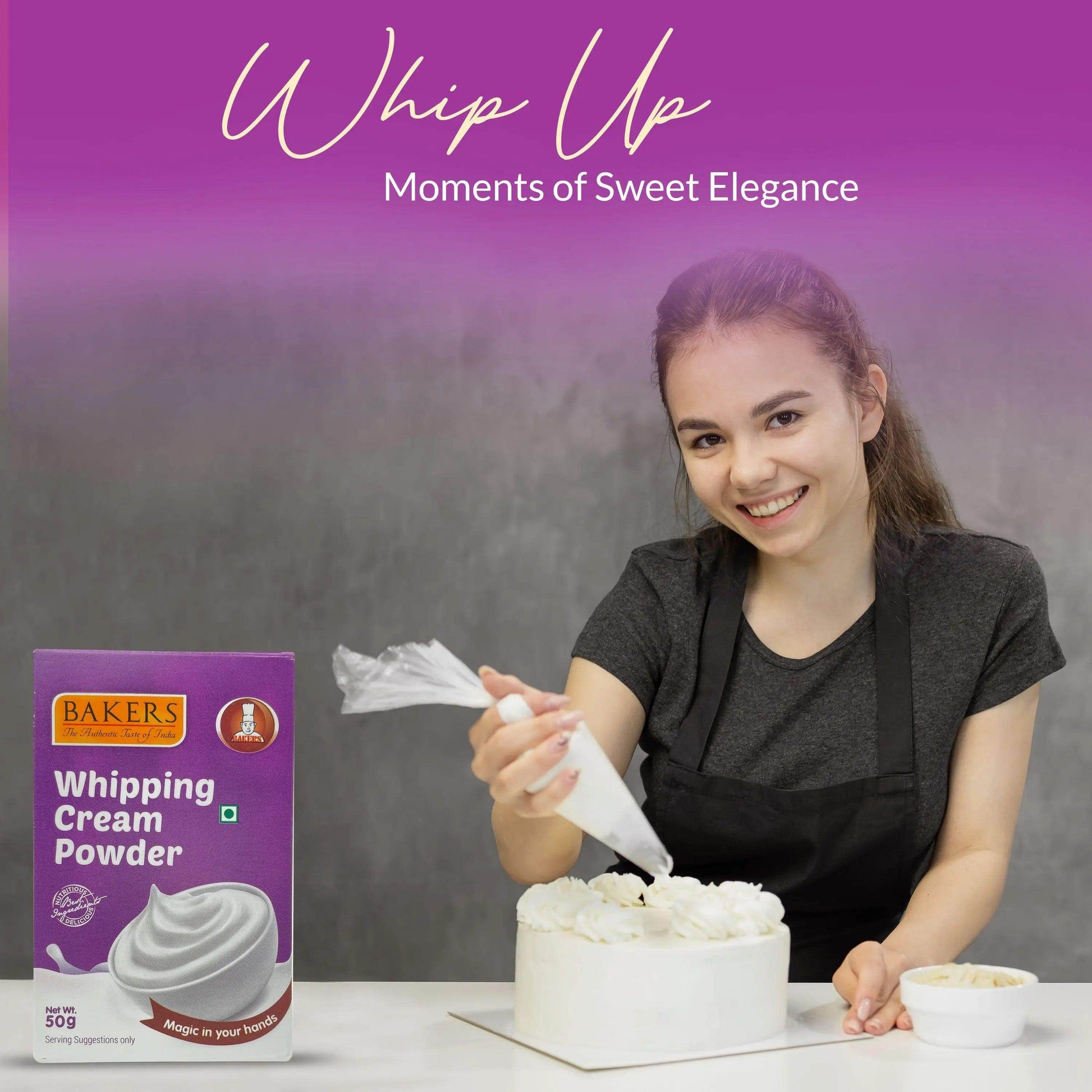 BAKERS Whipping Cream 100% Veg for Cakes, Muffins & Cupcakes Pack of 3 (50 gm x 3) - Pluugin Store