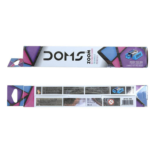 Doms Zoom Ultimate Dark Pencil Box Pack | Triangular Shape For Easy Holding & Comfort | Free Eraser & Sharpner With Each Box | Dark & Neat Handwriting | Pack Of 10 Pencils, Ink black - Pluugin Store