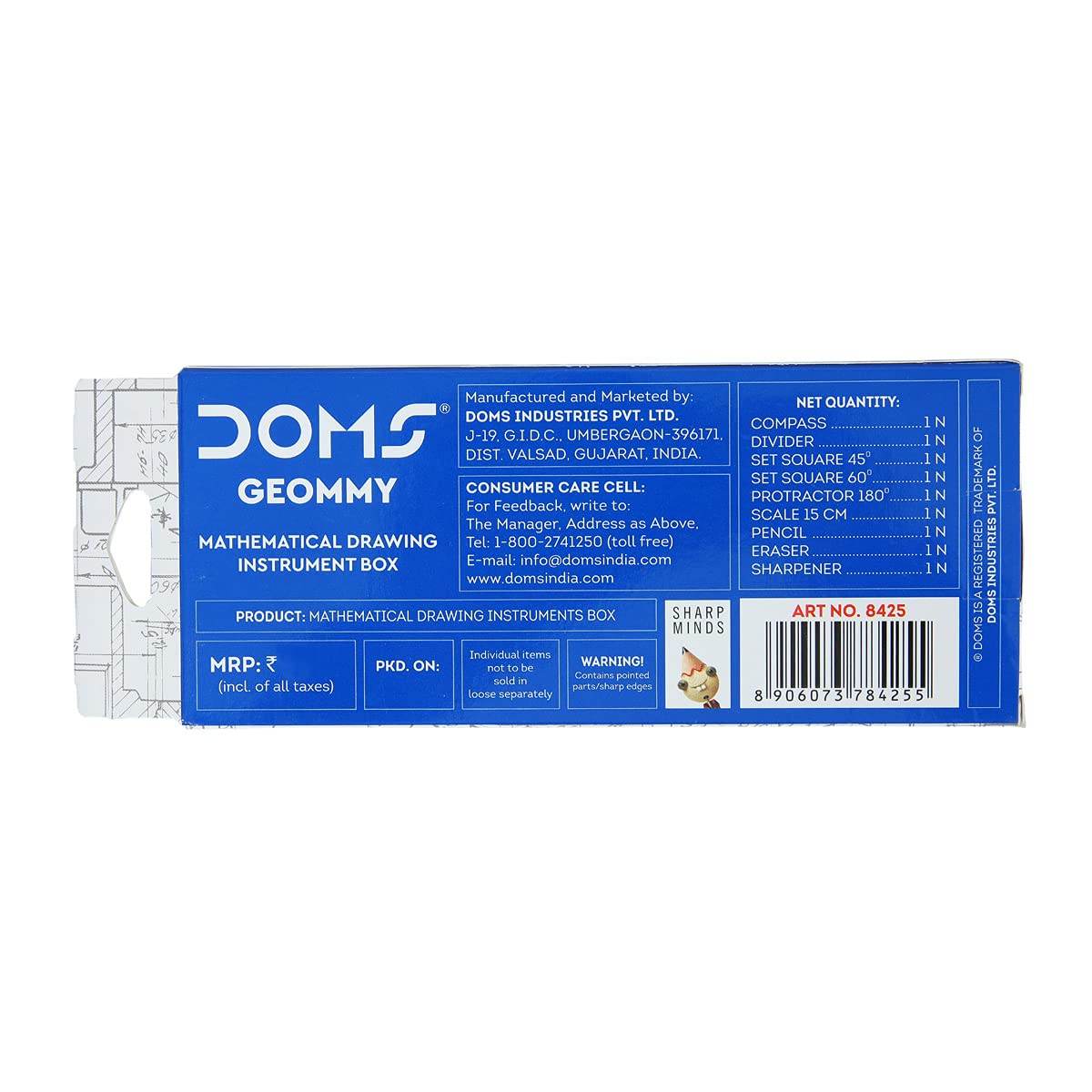 Doms Geommy Mathematical Drawing Instrument Box | Ensures Accuracy & Perfection | Geometry Box For Students | Set of 10 Instruments Pack of 1 - Pluugin Store