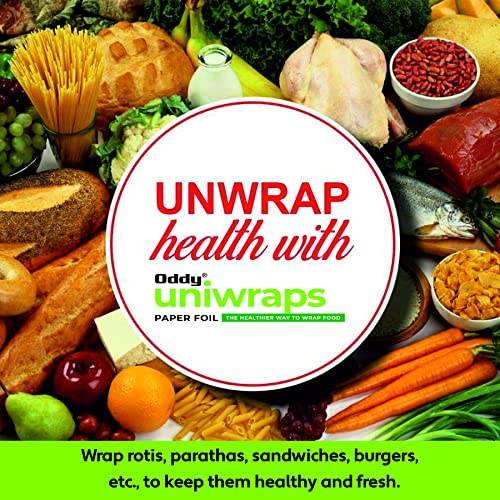 Oddy Uniwraps Food Wrapping Paper Sheets | Wrap Roti, Parantha, Sandwich, Burger & More! Keep Food Safe & Fresh | 10x12 Inches, Pack of 100 Sheets - Pluugin Store