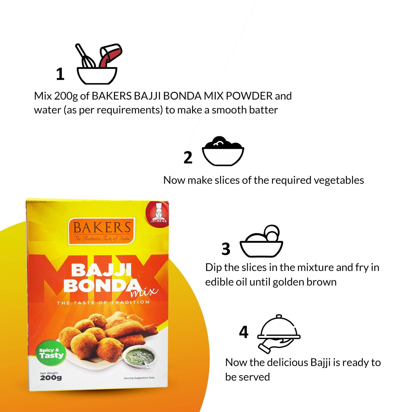 BAKERS Bajji Bonda Instant Mix Pack of 3 (200 gm x 3) - Pluugin Store