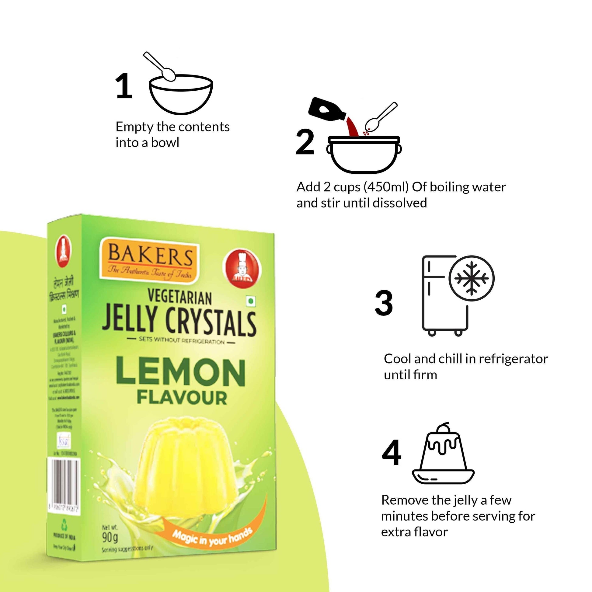 BAKERS Jelly Crystals Lemon Flavour Pack of 3 (90 gm x 3) - Pluugin Store