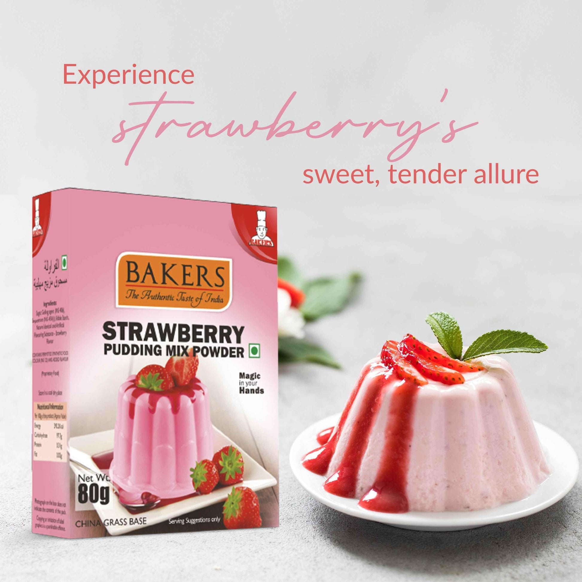 BAKERS Pudding Mix Powder Strawberry Flavour Pack of 3 (80 gm x 3) - Pluugin Store