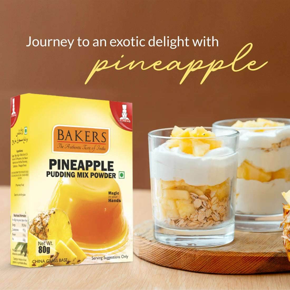 PUDDING DELIGHT COMBO 2 - BAKERS Pudding Mix Powder MANGO + CHOCOLATE+ Pineapple Flavour - Pluugin Store