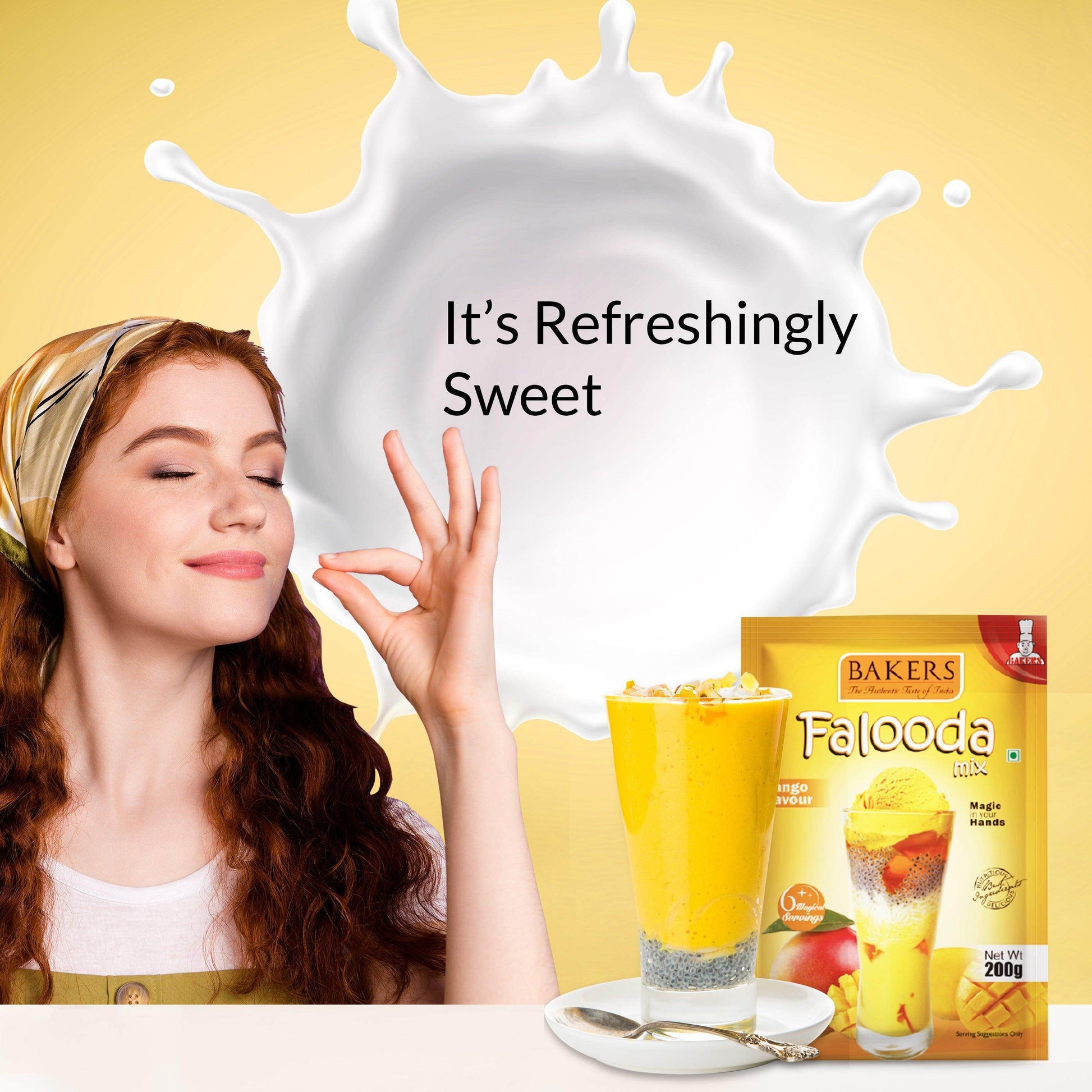 BAKERS Falooda Mix Powder Mango Flavour 200 gm - Pluugin Store