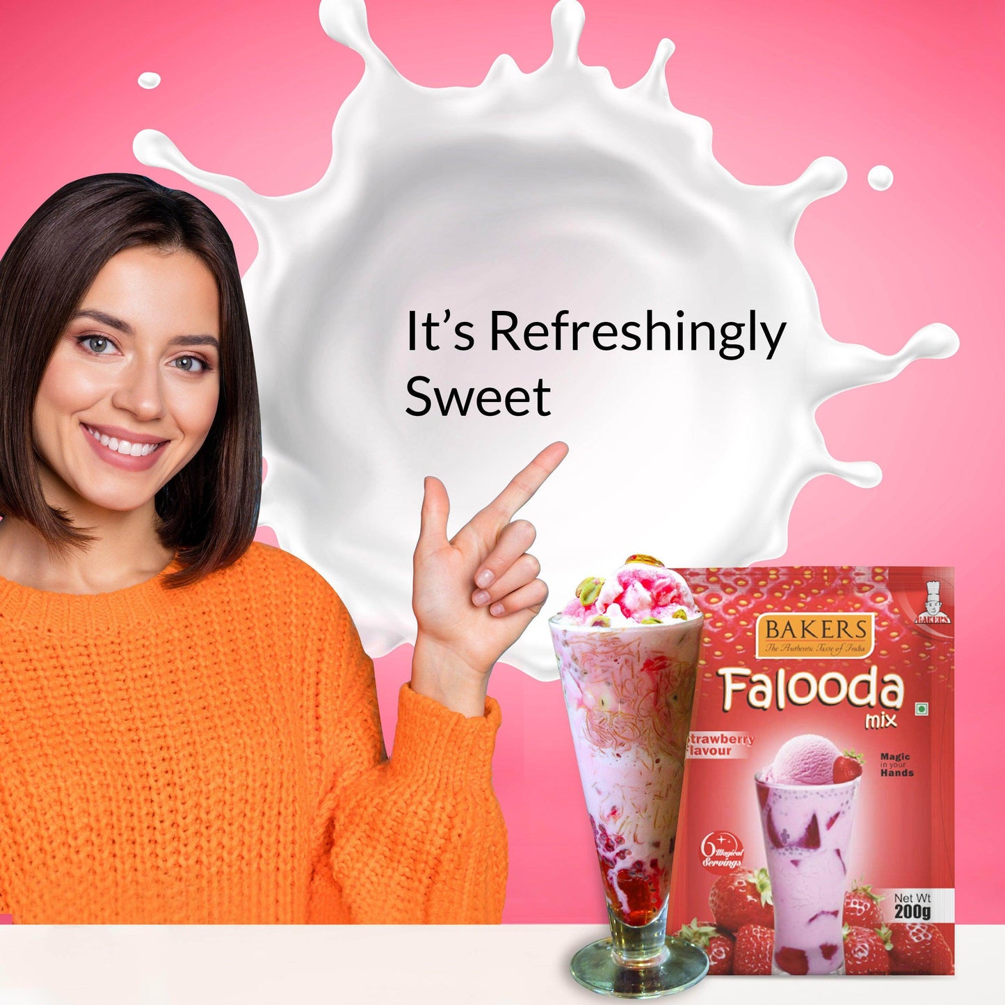 BAKERS Falooda Mix Powder Strawberry Flavour 200 gm - Pluugin Store