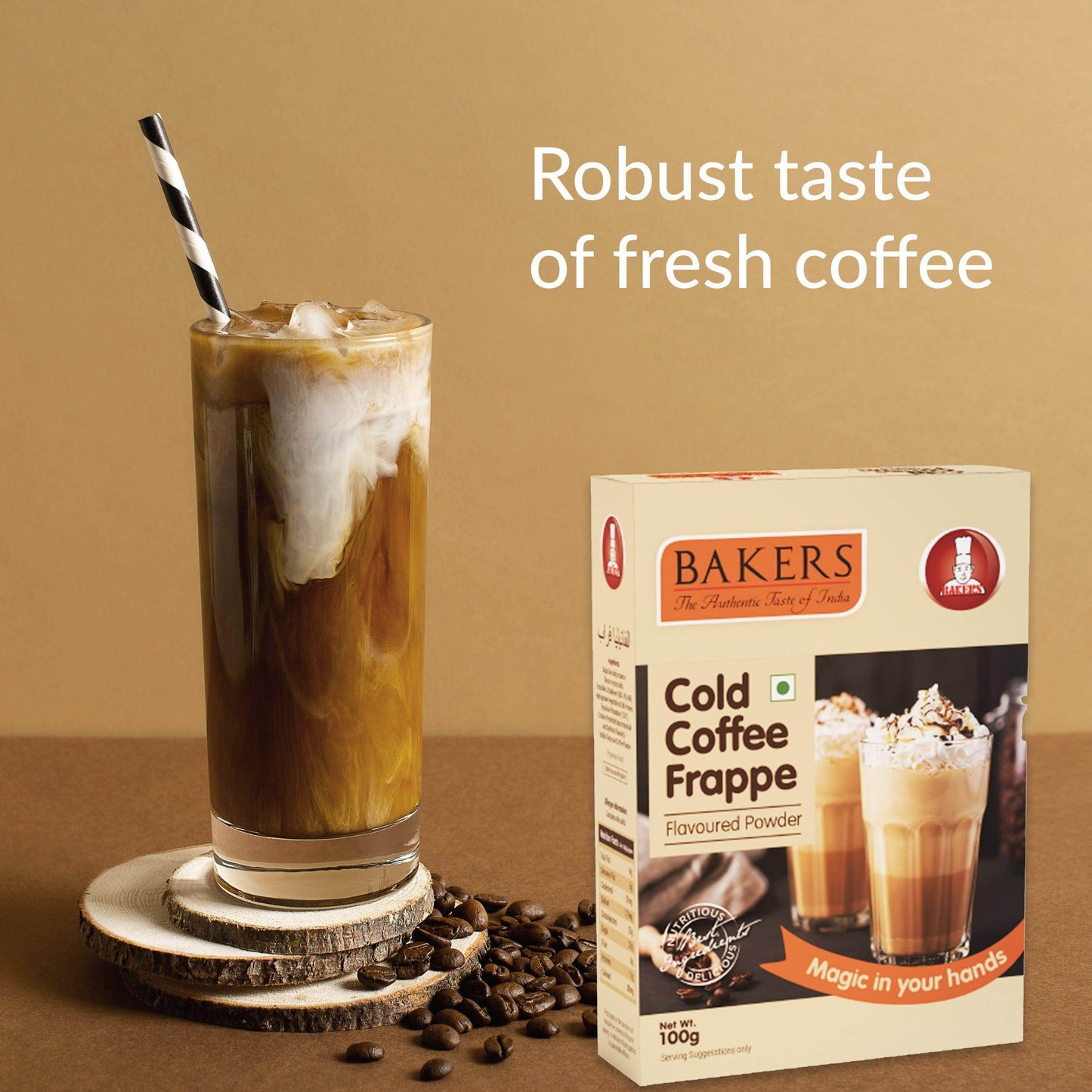 TWIN TEMPTATION PACK 1 - BAKERS Belgian Choco + Cold Coffe Flavour Frappe Powder Pack of 4 (100 gm x 4) - Pluugin Store