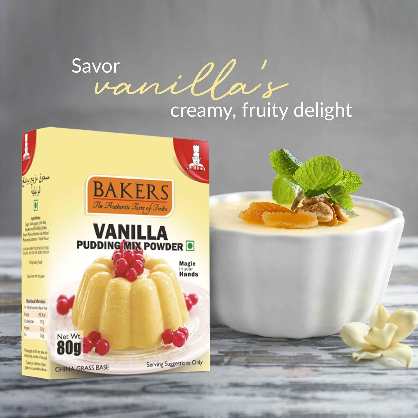 BAKERS Pudding Mix Powder Vanilla Flavour Pack of 3 (80 gm x 3) - Pluugin Store