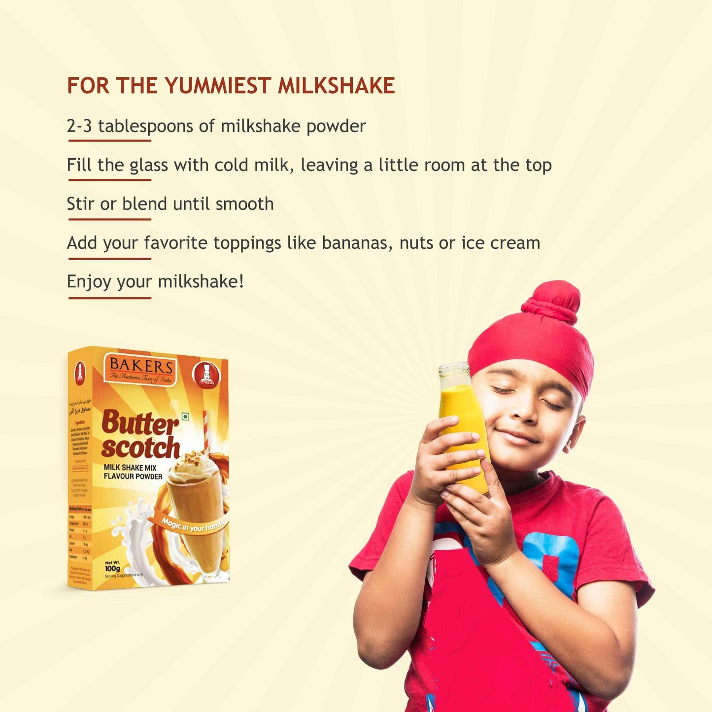 BAKERS Milkshake Mix Powder Butterscotch Flavour 100gm - Pluugin Store