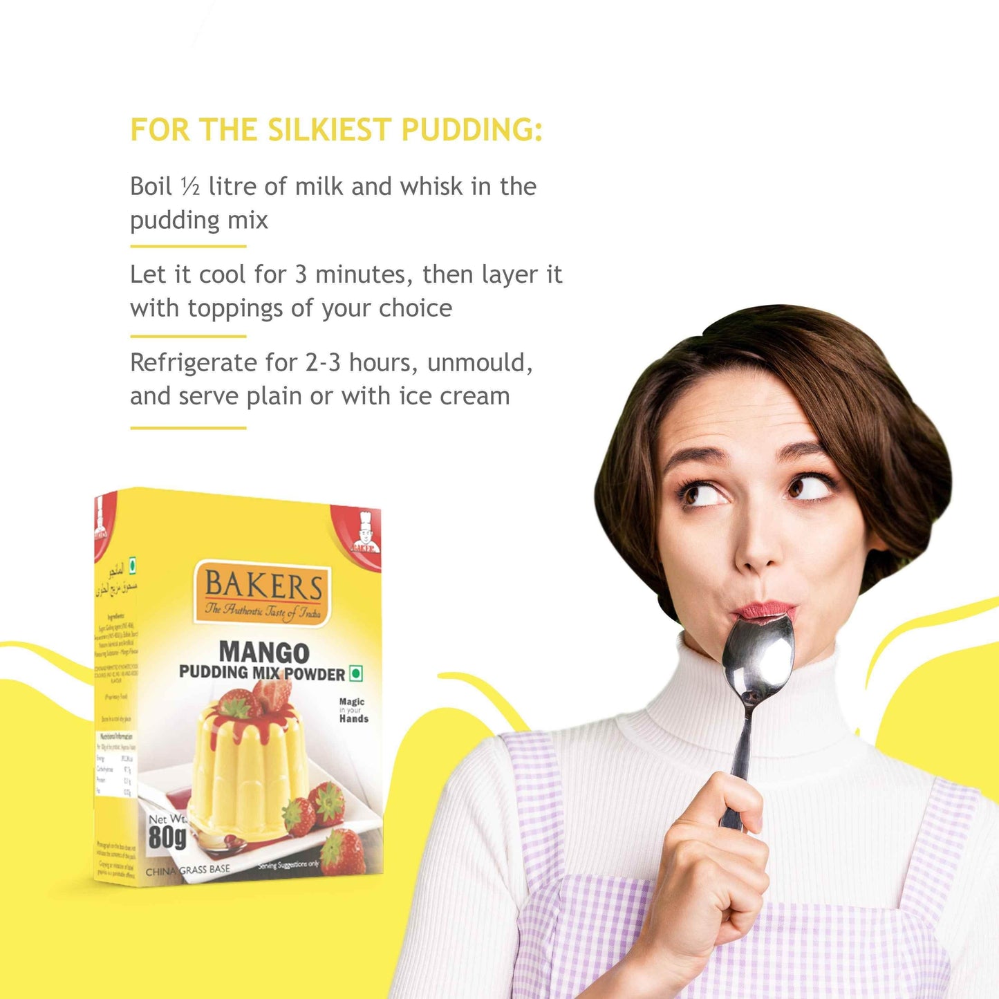BAKERS Pudding Mix Powder Mango Flavour Pack of 3 (80 gm x 3) - Pluugin Store