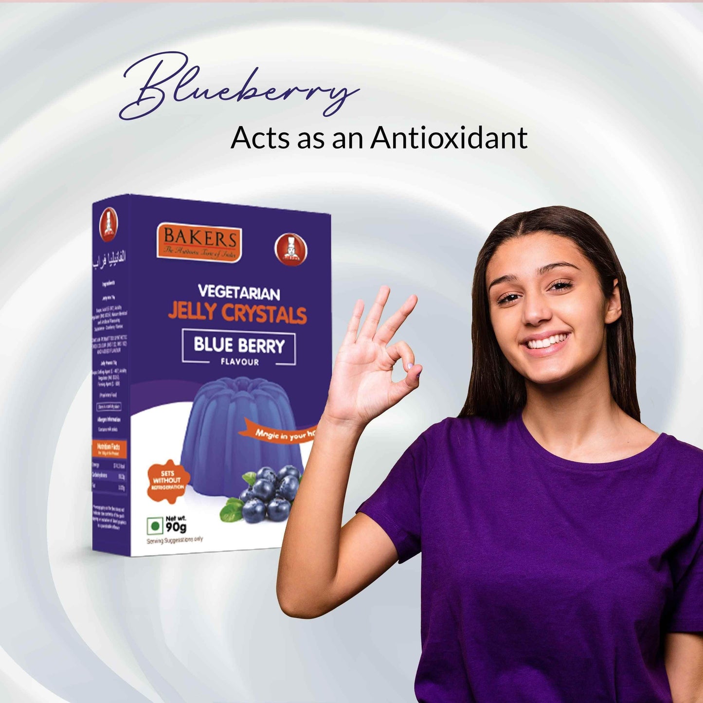 BAKERS Jelly Crystals Blueberry Flavour Pack of 3 (90 gm x 3) - Pluugin Store