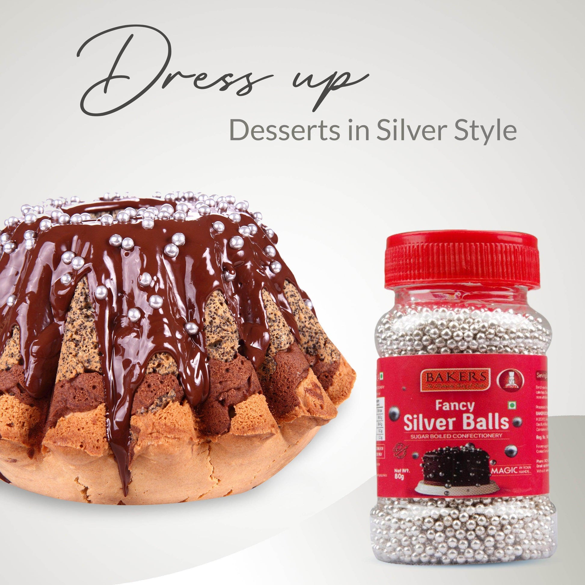 BAKERS Sprinklers Silver Balls Edible Silver Coated Granules Pack of 3 (80 gm x 3) - Pluugin Store