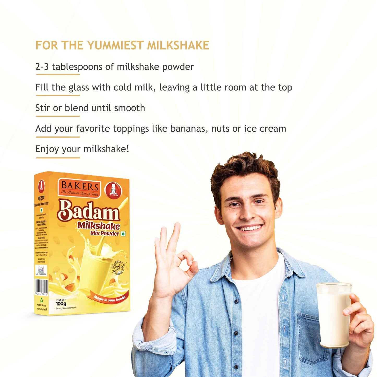BAKERS Milkshake Mix Powder Badam Flavour 100gm - Pluugin Store
