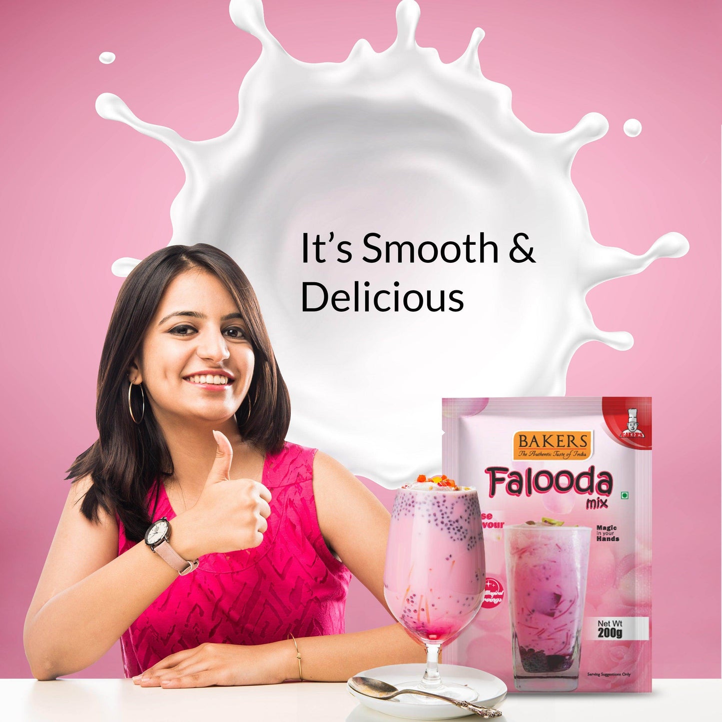 BAKERS Falooda Mix Powder Rose Flavour 200 gm - Pluugin Store