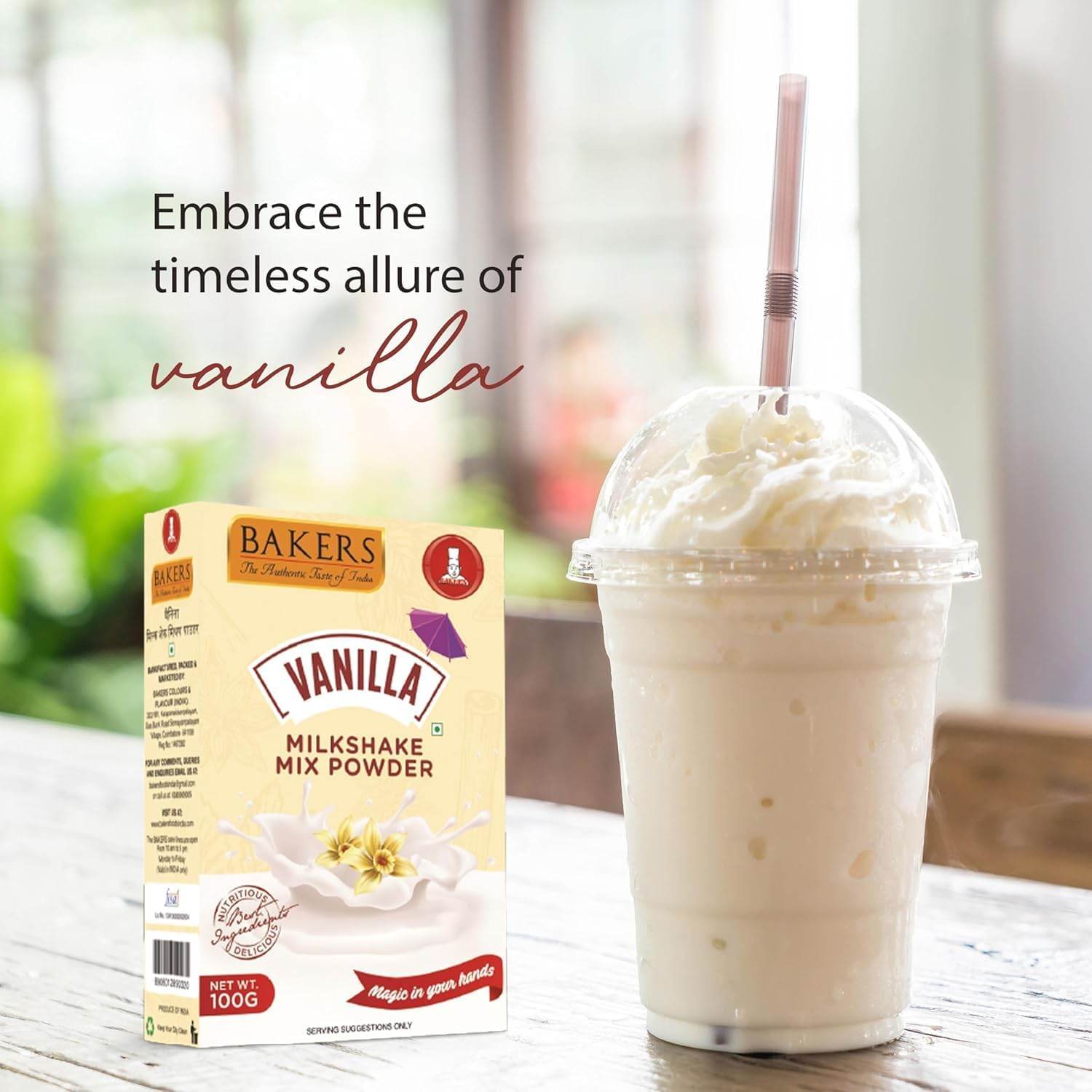 BAKERS Milk Shake Mix Pack of 6 | Butterscotch, Chocolate, Rose, Pista, Badam & Blueberry Flavour | Instant Premix | Smooth & Creamy | Easy to make | Combo of 6 (100 gm x 6) - Pluugin Store