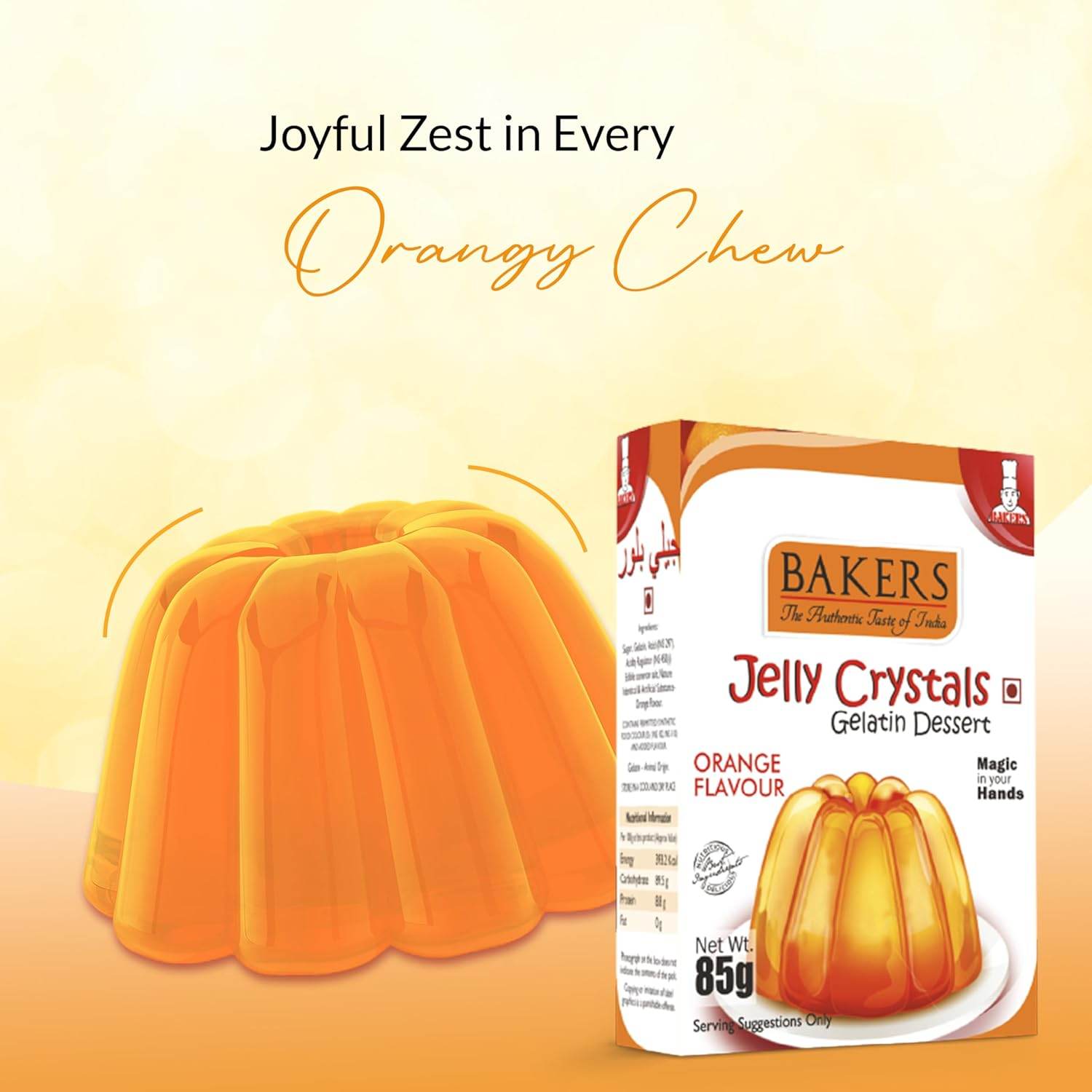 GELATIN DESSERT COMBO 5 - BAKERS Custard Powder Vanilla Flavour 100 gm + BAKERS Jelly Crystals (Gelatin Dessert) Orange Flavour 85 gm - Pluugin Store
