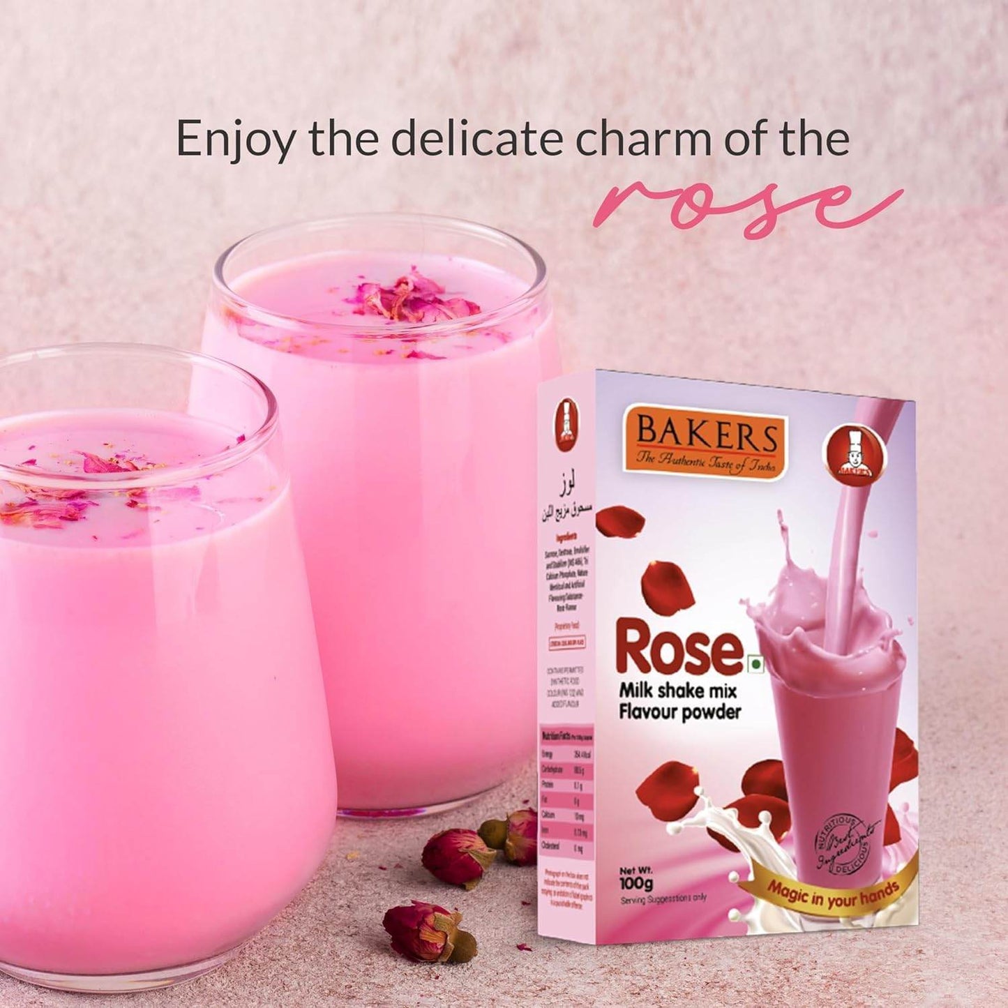 BAKERS Milk Shake Mix Pack of 6 | Butterscotch, Chocolate, Rose, Pista, Badam & Blueberry Flavour | Instant Premix | Smooth & Creamy | Easy to make | Combo of 6 (100 gm x 6) - Pluugin Store