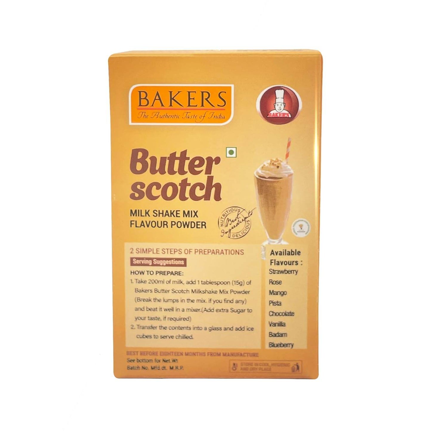BAKERS Milkshake Mix Powder Rose + Mango + Butterscotch Flavour Pack of 3 (100 gm x 3) - Pluugin Store