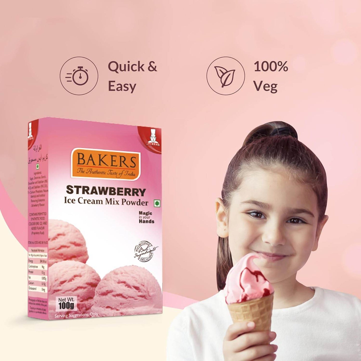 BAKERS Ice Cream Mix Powder Strawberry + Chocolate + Butter Scotch + Vanilla Flavour Pack of 4 - Pluugin Store