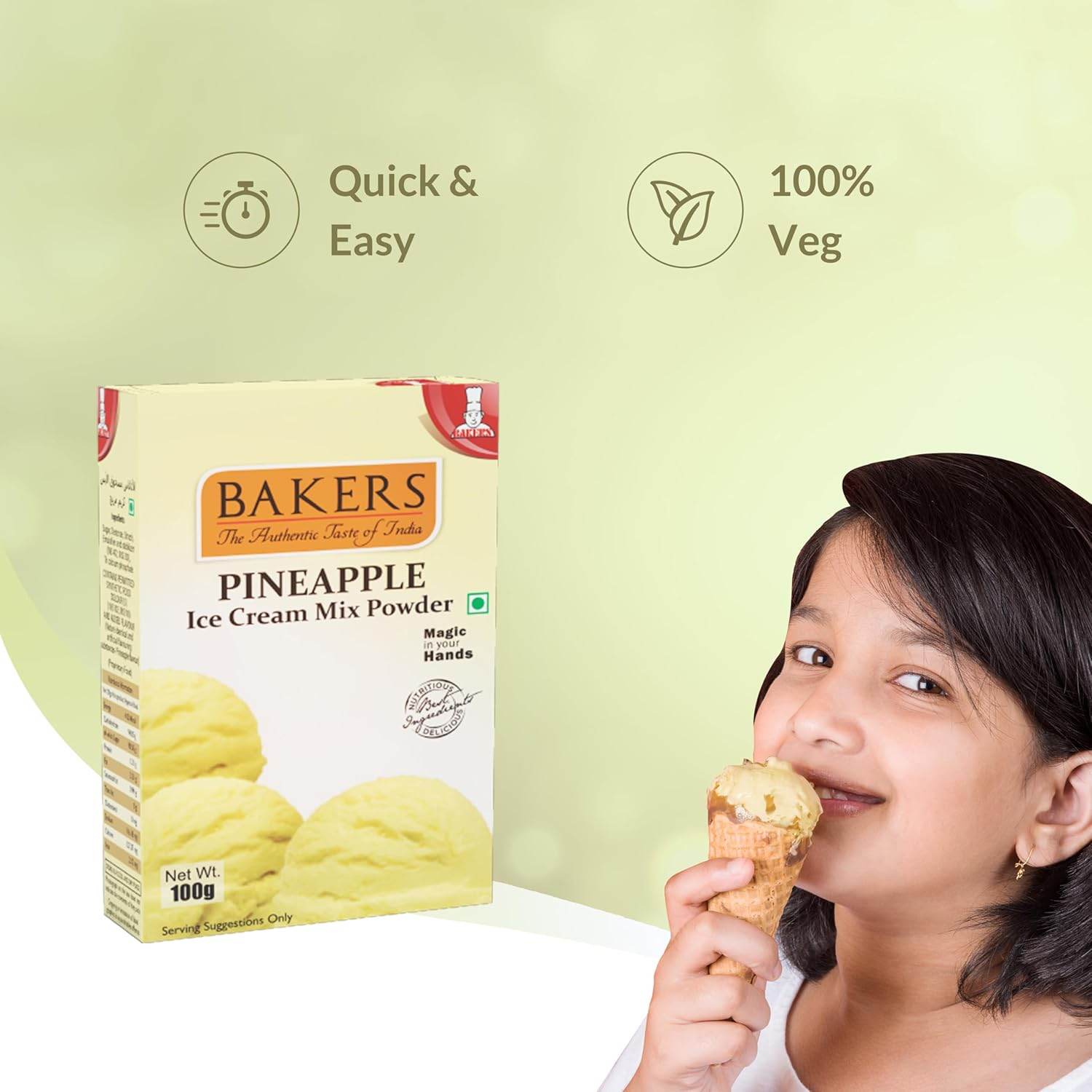 BAKERS Ice Cream Mix Powder Pista + Chocolate + Blueberry + Vanilla Flavour Pack of 4 - Pluugin Store