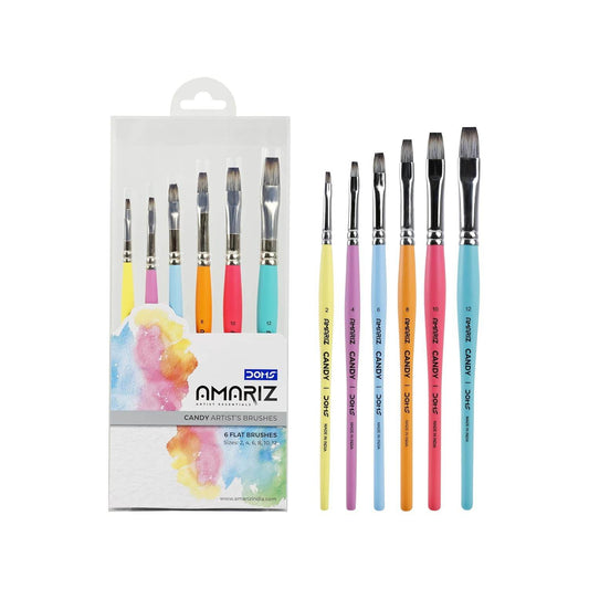DOMS AMARIZ Candy Brush Flat Set of 6 | Sizes 2, 4, 6, 8, 10, 12 - Pluugin Store
