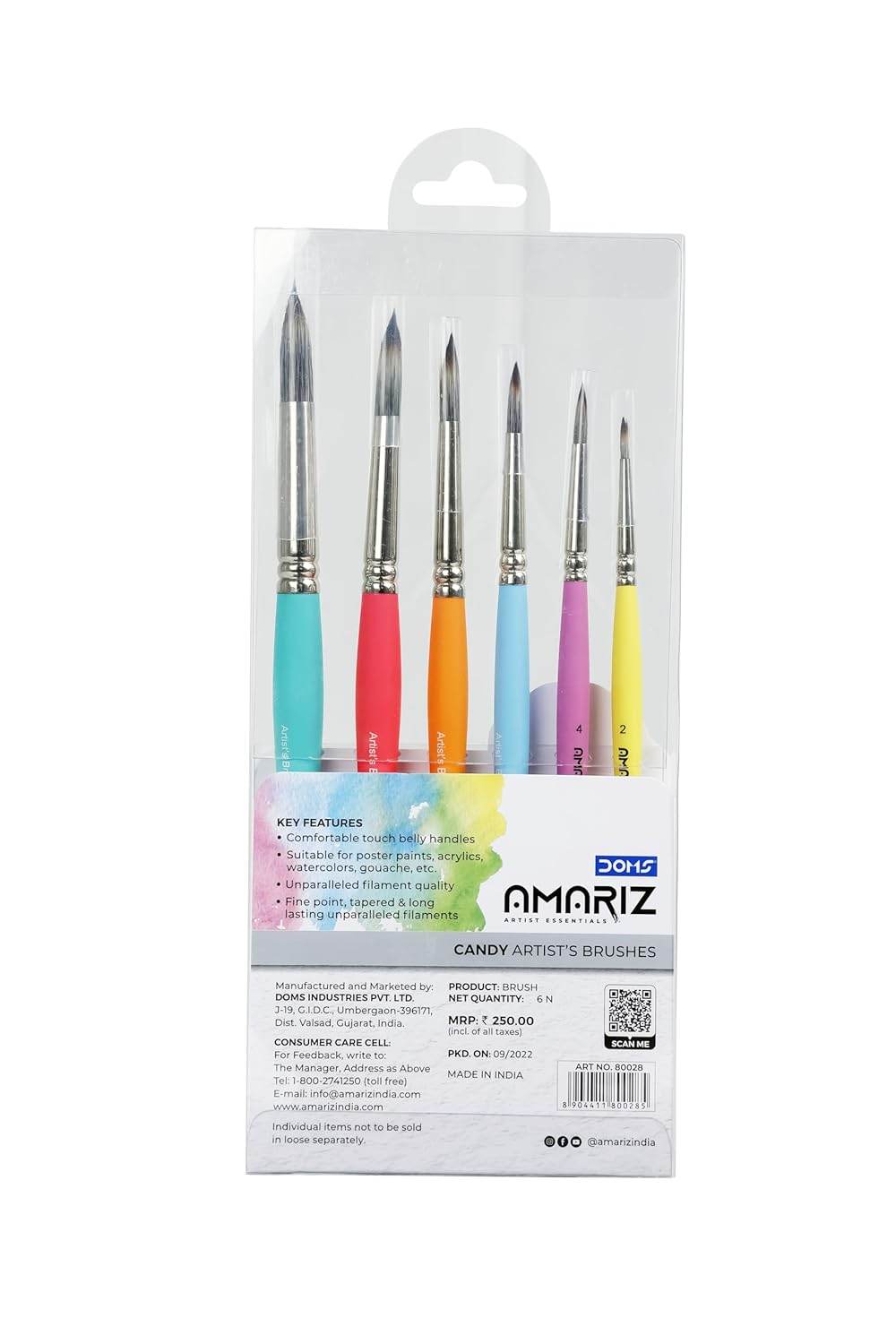 DOMS AMARIZ Candy Brush Round Set of 6 | Sizes 2, 4, 6, 8, 10, 12 - Pluugin Store