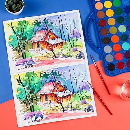 Doms 36 Shades 30mm Water Colour Cakes | Easy to Use Palette Lid | Organic Rich Colour Pigments | Free 2 x Brush Inside | Non-Toxic & Safe for Kids | Pack of 1 - Pluugin Store