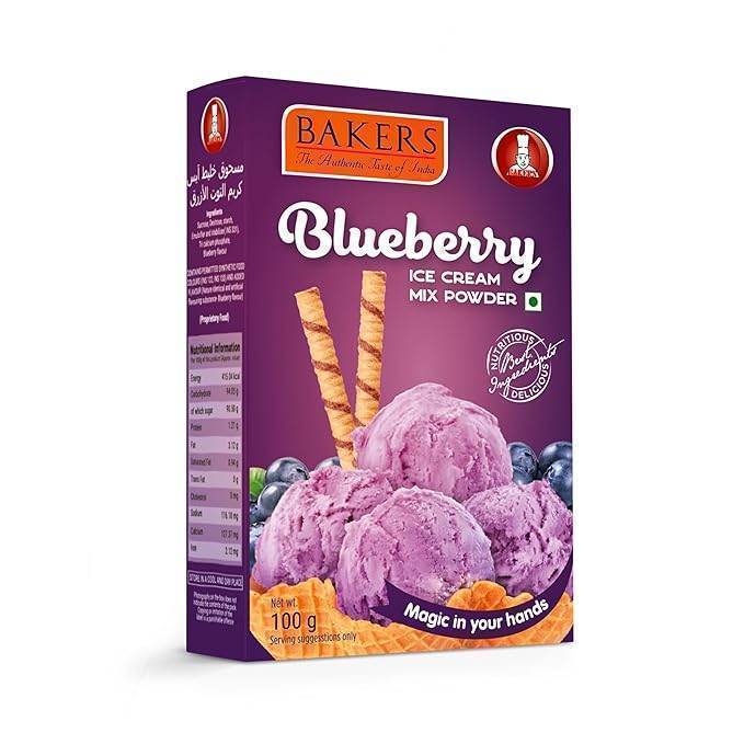 BAKERS Ice Cream Mix Powder - Blueberry + Kesar Pista + Pineapple + Pista + Strawberry + Vanilla + Mango Pack of 7 - Pluugin Store