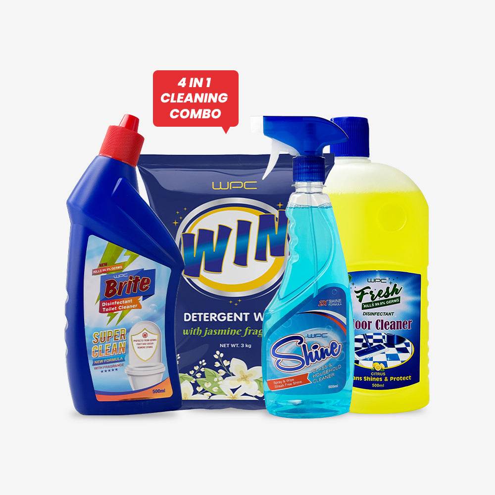 WPC Toilet Cleaner + Bathroom Cleaner + Glass Cleaner + Detergent 3KG - Pluugin Store