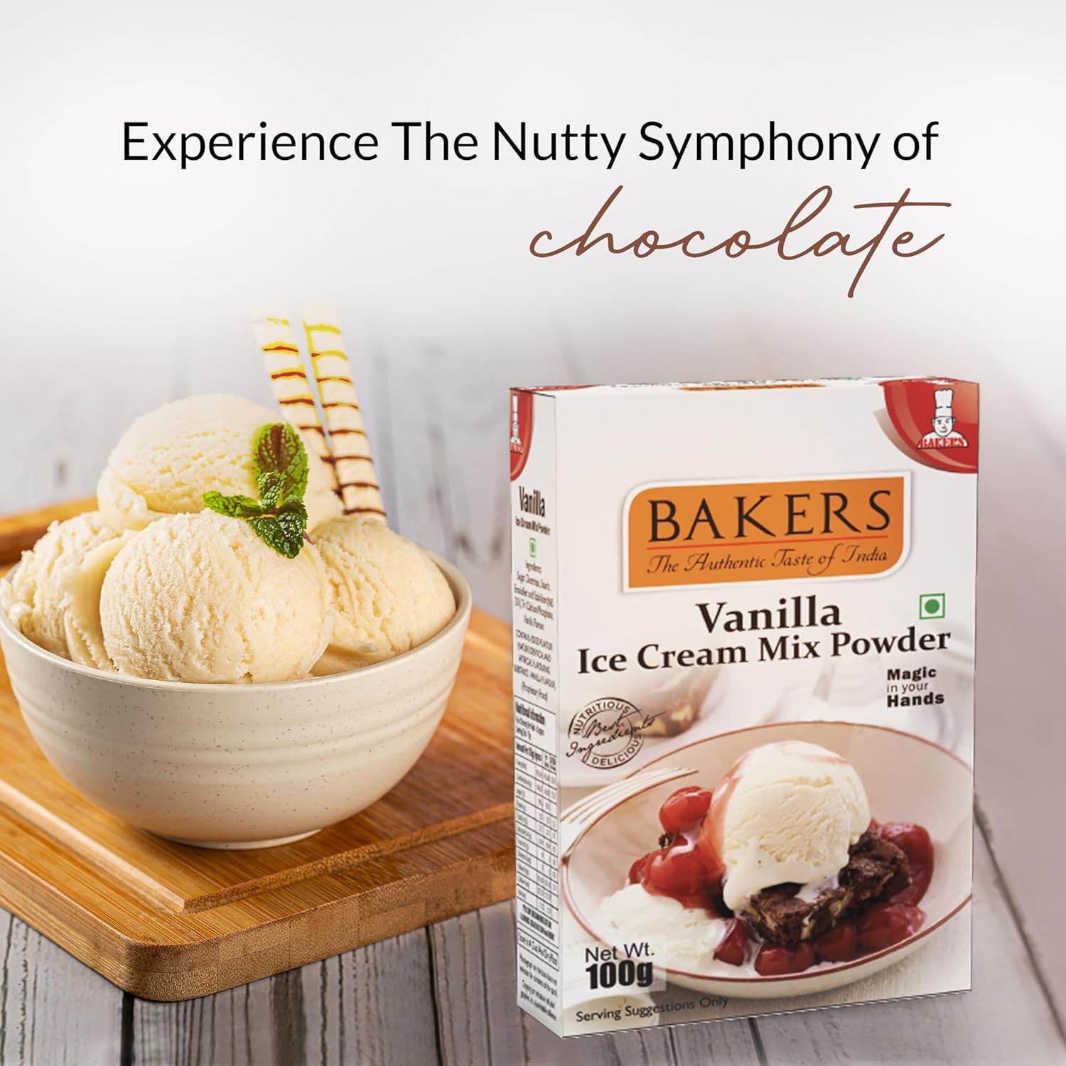 BAKERS Ice Cream Mix Powder Pista + Chocolate + Blueberry + Vanilla Flavour Pack of 4 - Pluugin Store