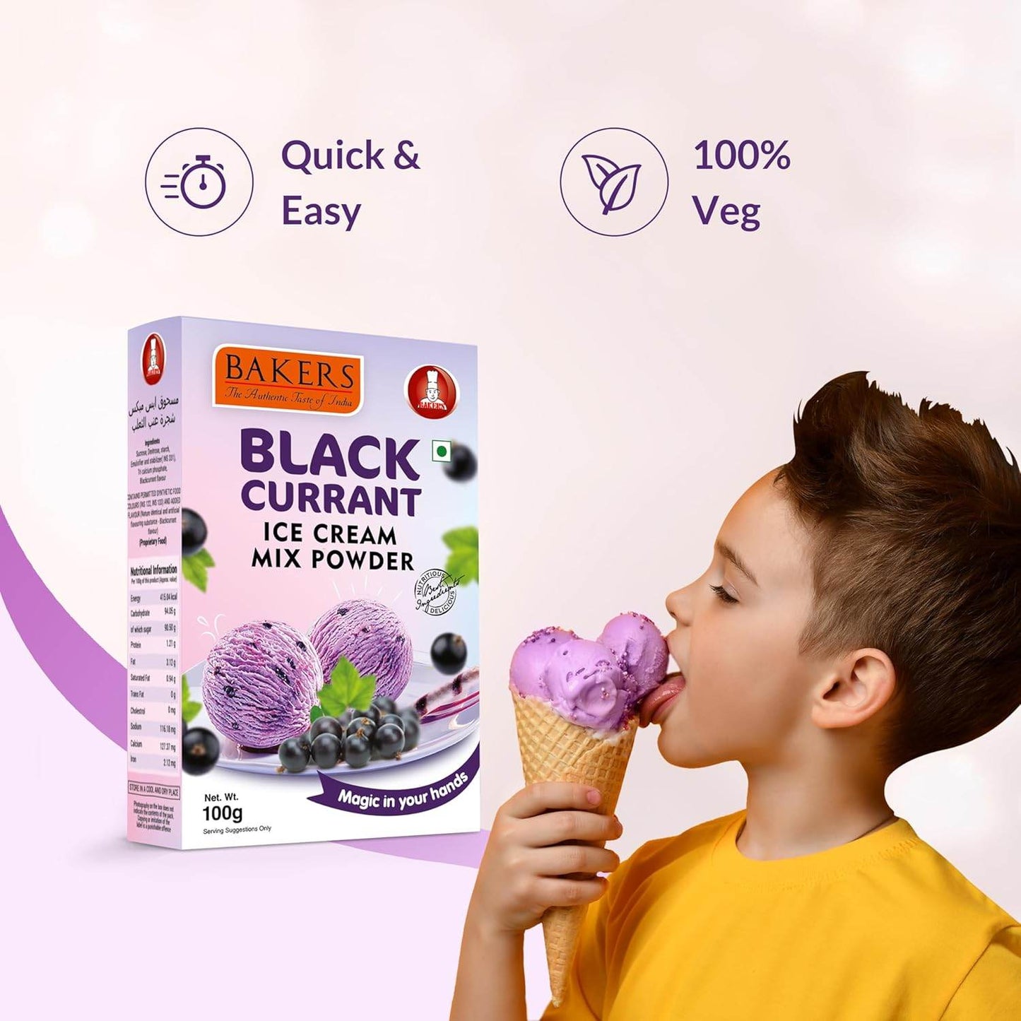 BAKERS Ice Cream Mix Powder Butter Scotch + Mango+ Kesar Pista + Black Currant Flavour Pack of 4 - Pluugin Store