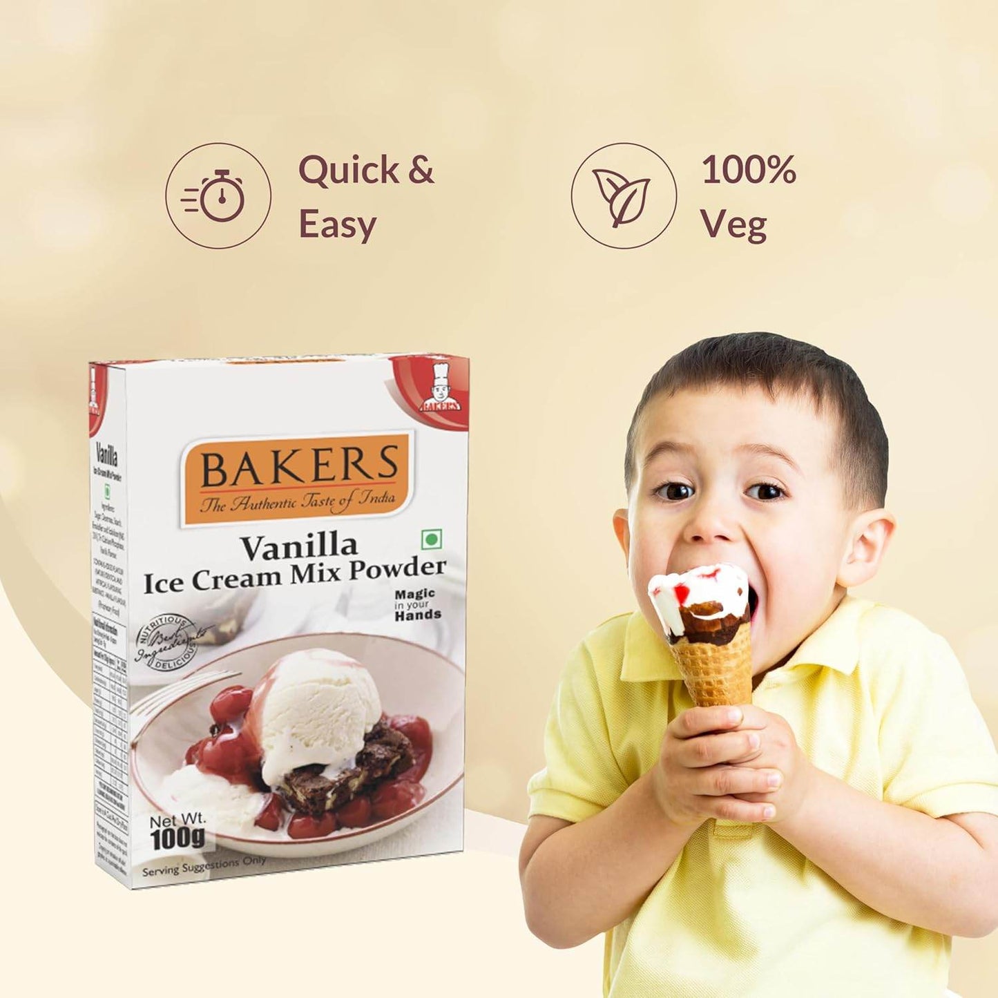 BAKERS Ice Cream Mix Powder Pista + Chocolate + Blueberry + Vanilla Flavour Pack of 4 - Pluugin Store
