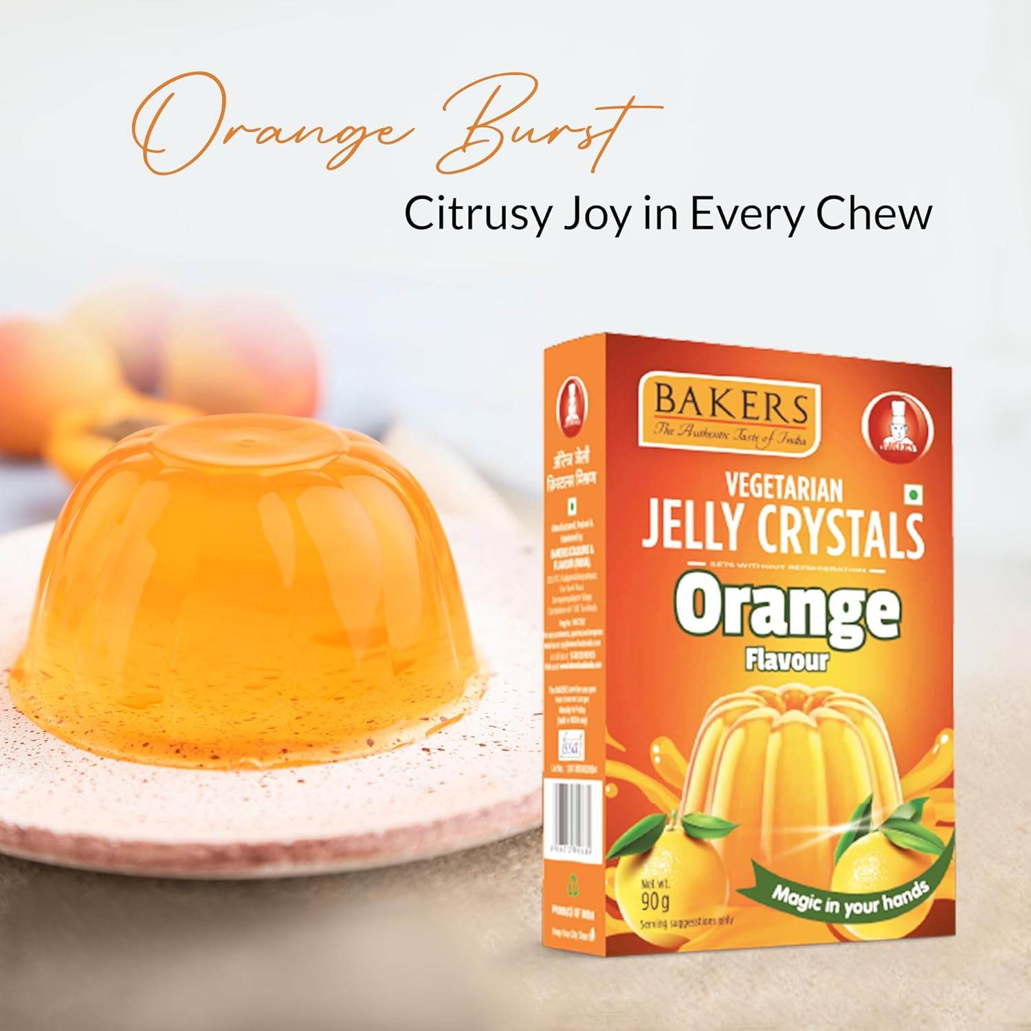 EXOTIC DESSERT COMBO 6 - BAKERS Custard Powder Vanilla Flavour 100 gm + BAKERS Jelly Crystals Orange Flavour 90 gm - Pluugin Store