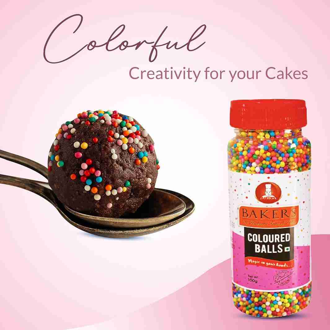 CAKE MAGIC COMBO 1 - BAKERS Sprinklers Silver Balls Edible Silver Coated Granules + Coloured Balls + Fantasy Vermicelli Chocolate Pluugin Store