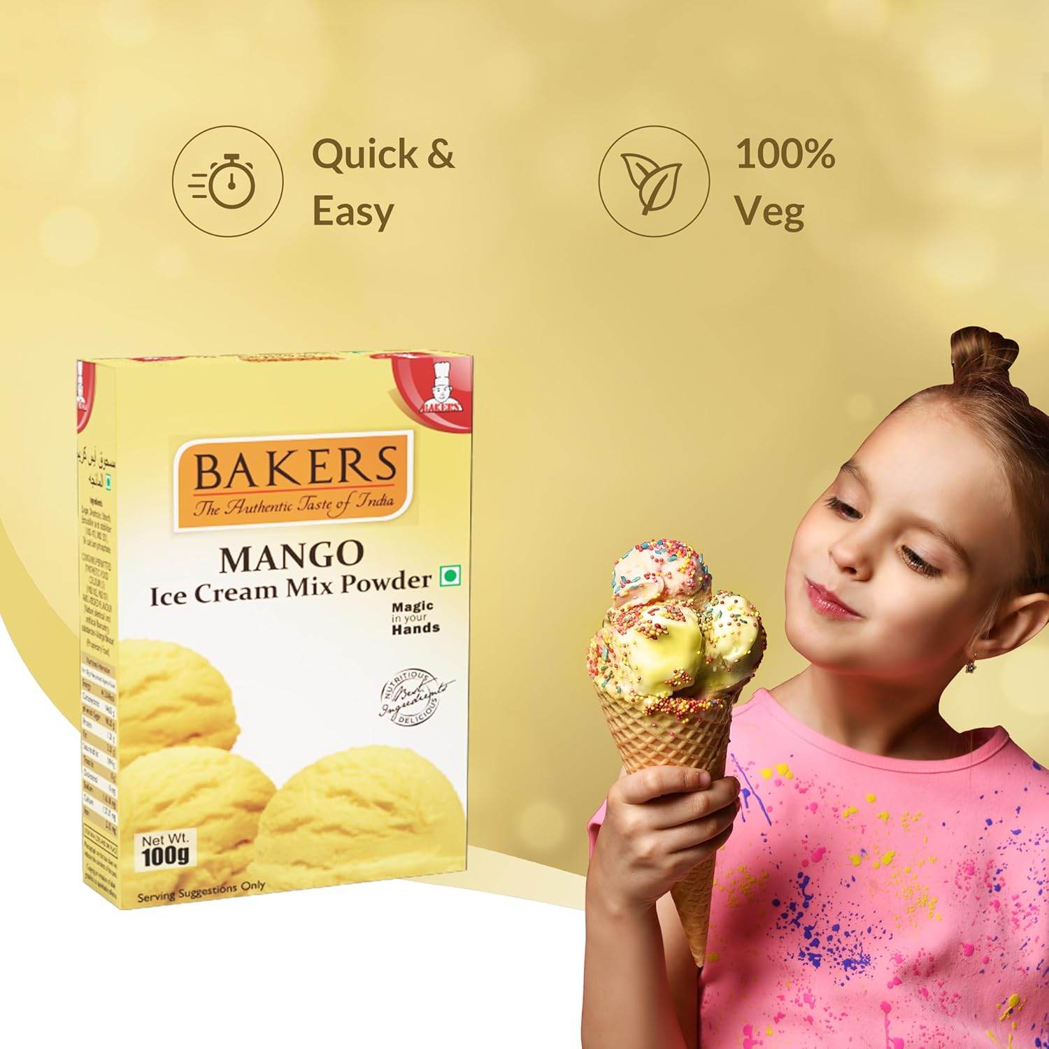 BAKERS Ice Cream Mix Powder Kesar Pista + Mango + Pack of 2 Chocolate Flavour Pack of 4 - Pluugin Store