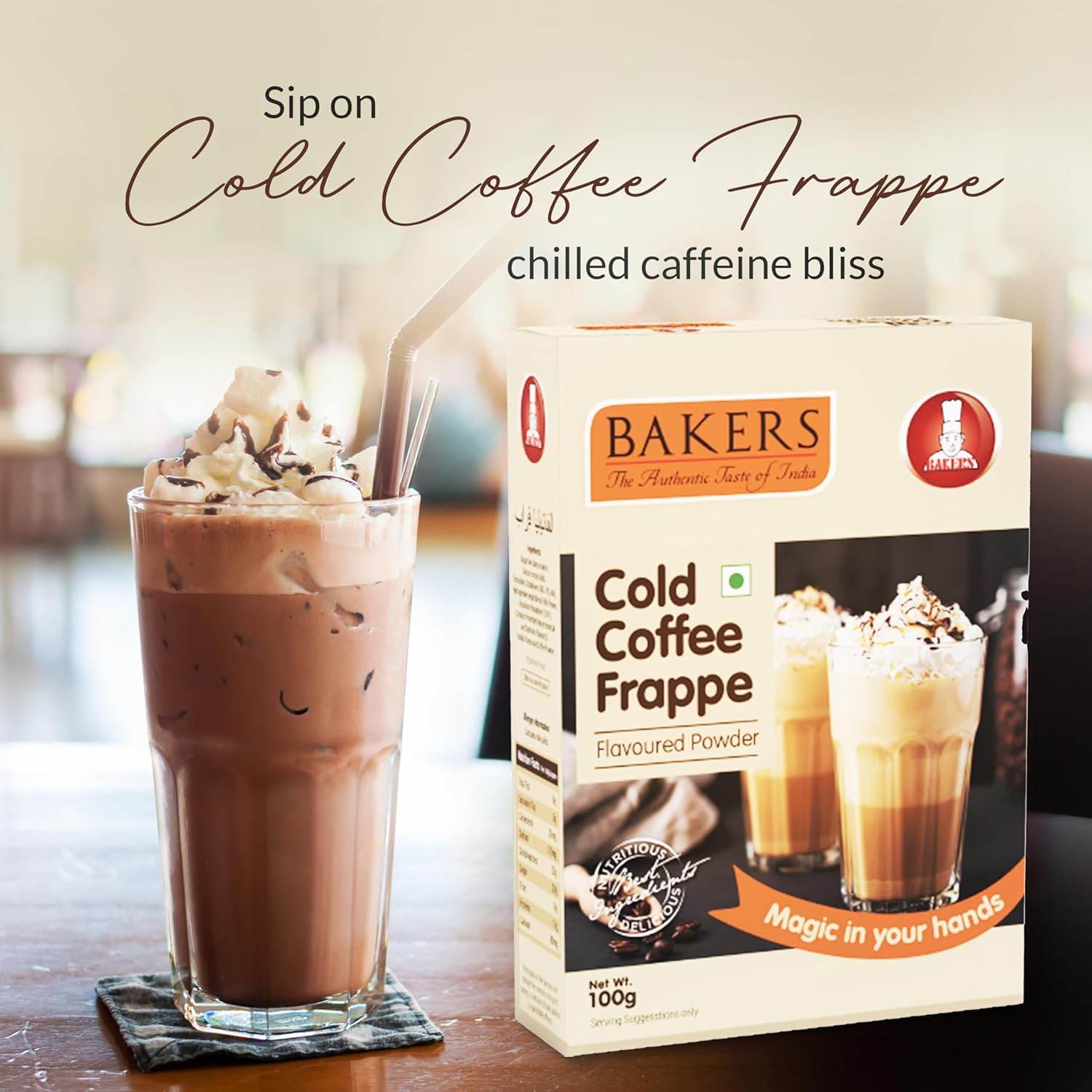 TWIN TEMPTATION PACK 2 - BAKERS Vanilla + Cold Coffe Frappe Powder Pack of 4 (100 gm x 4) - Pluugin Store